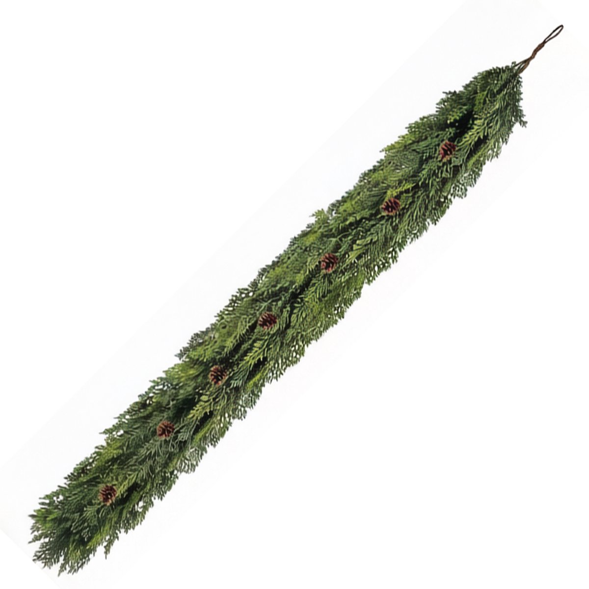 Kunstmatige cederkrans - Dennenkrans - Cederkrans - Geschikt voor feestdagen, open haarden, schoorsteenmantels, ramen, trappen, binnen- en buitendecoratie - Imitatie rotan - Kerstdecoratie - 180 cm - Groen