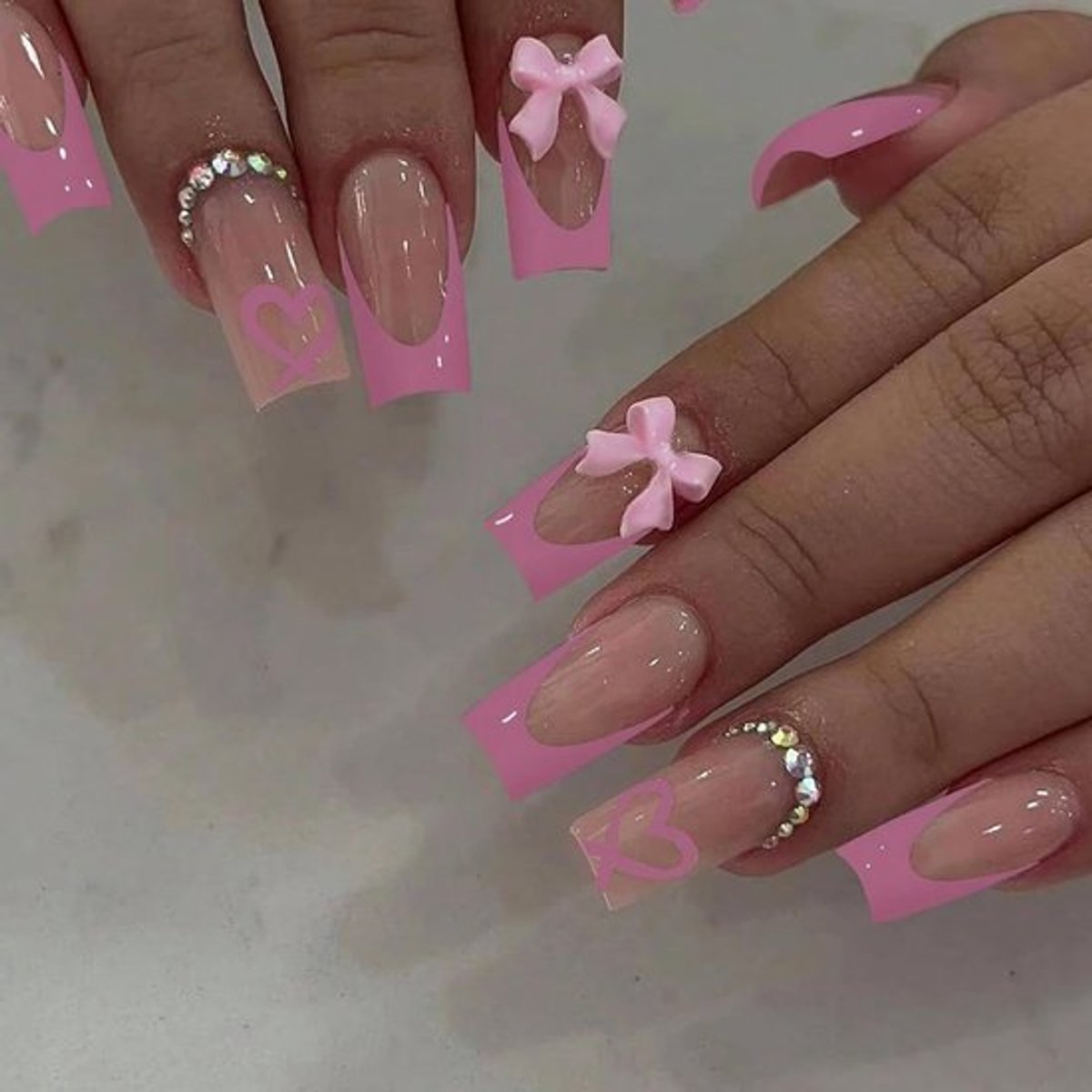 24pcs Franse Nagelcases Stickers met Decoraties - Middelgrote Kunstnagels Stickers