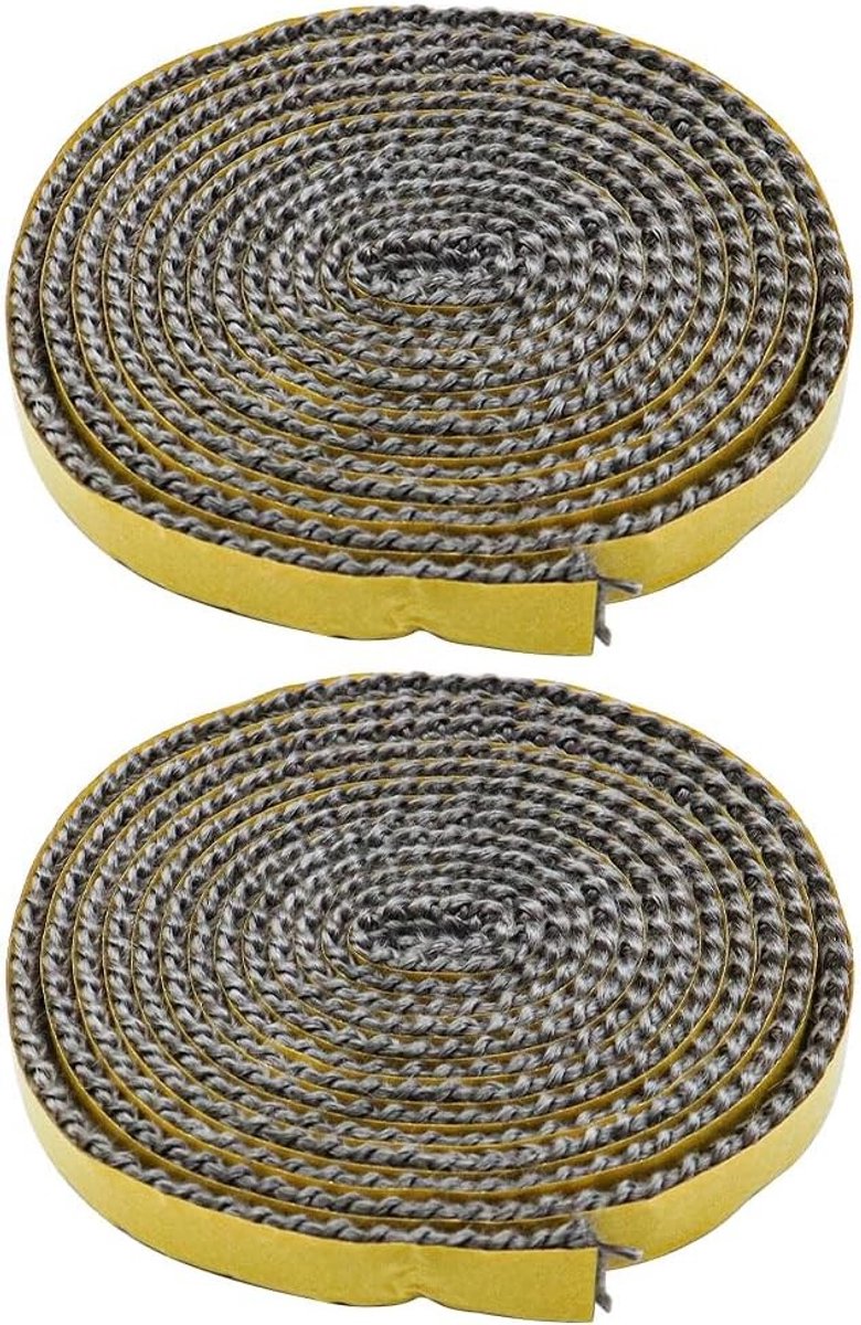 2 Rollen Kachel Tape voor het Afsluiten van Houtkachel, Kachel Deur en Schouw - Hittebestendige Lijmstrip (2mmx10mmx3m)