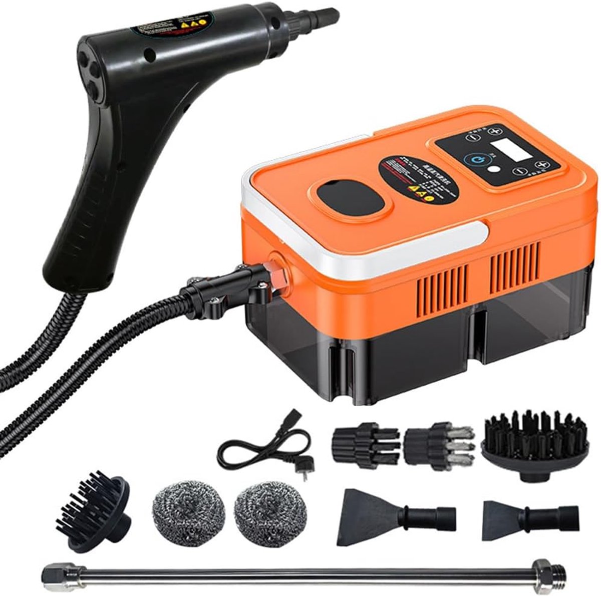 Stoomreiniger - 3500W multifunctionele krachtige stoomreiniger met 3 borstels, 1200ml watertank, 3 bar hogedruk stoomreiniger (Orange)