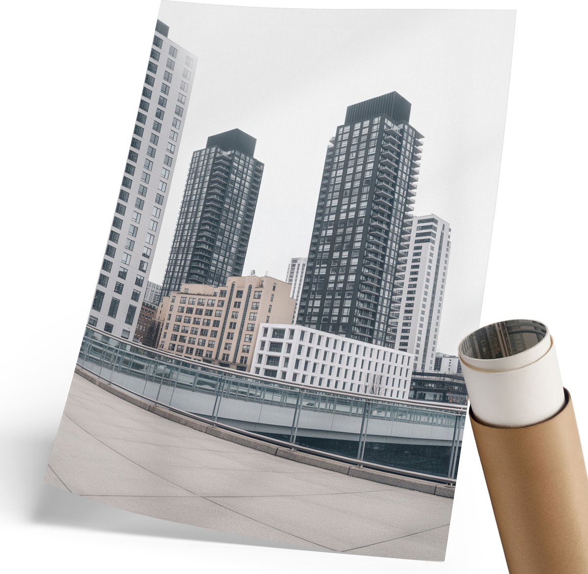 Coloray Polycanvas Poster - Moderne Stad, Fotografie - 210 x 297 mm - Grijs Kunst - Rechthoek - Kunstposter - Woonkamer, Slaapkamer, Kantoor - Industrieel