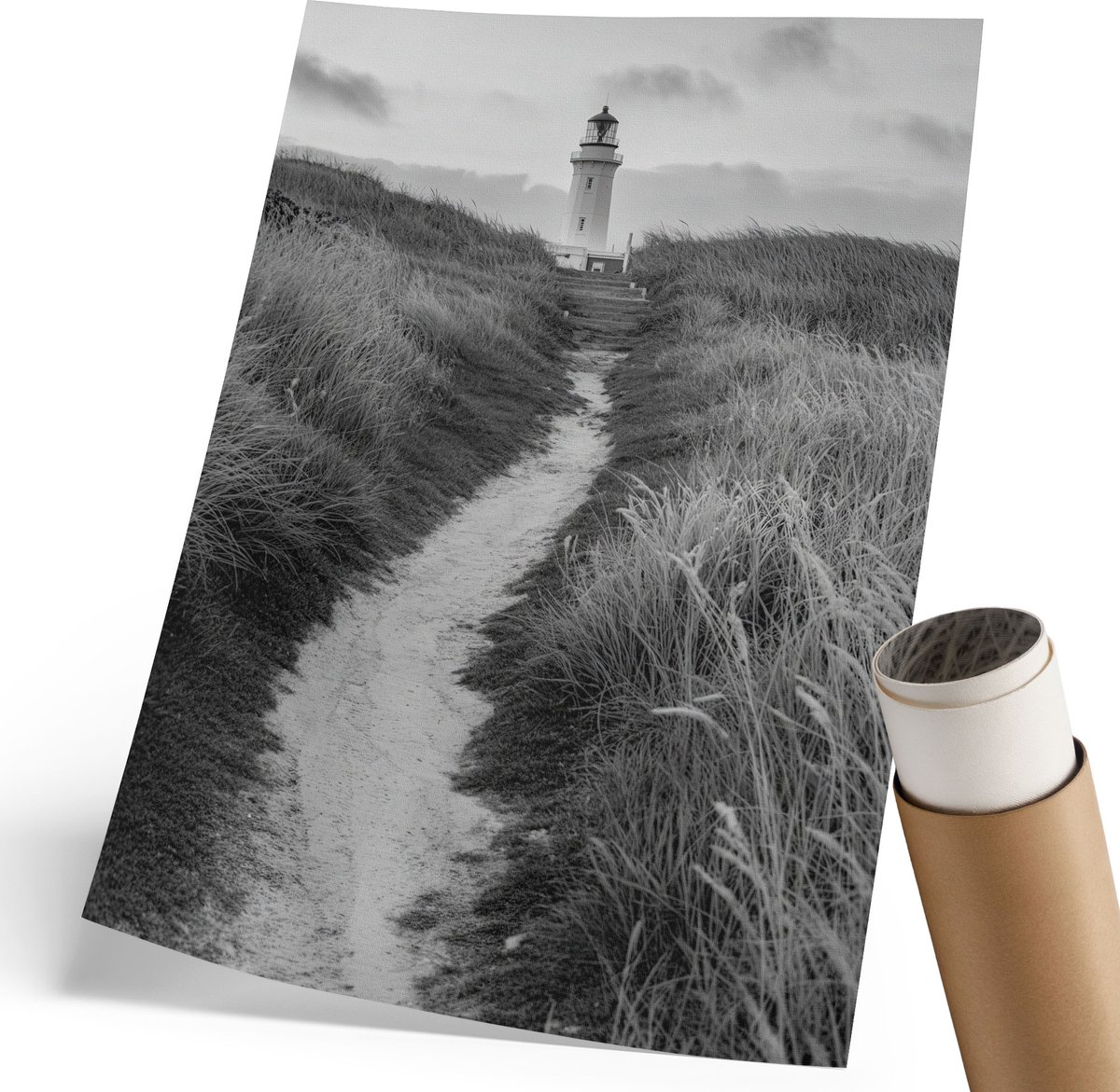 Coloray Polycanvas Poster - Vuurtoren, Fotografie - 210 x 297 mm - Grijs Wanddecoratie - Rechthoek - Kunstposter - Woonkamer, Slaapkamer, Kantoor - Klassiek