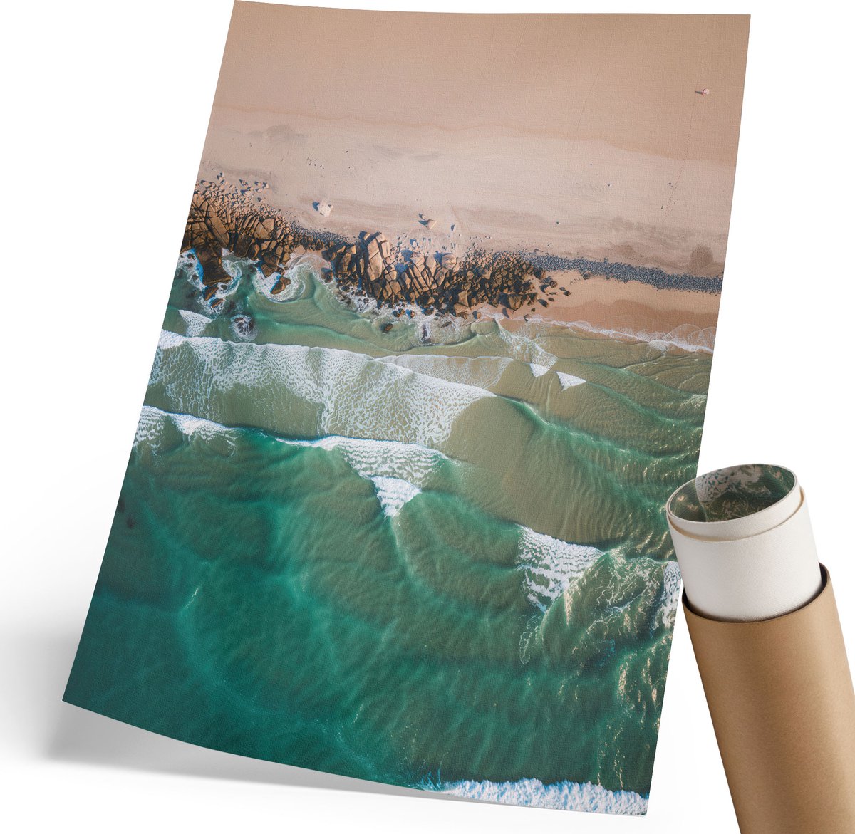 Coloray Polycanvas Wandposter - Strandlandschap, Fotografie - 210 x 297 mm - Beige Wanddecoratie - Rechthoek - Wandkunstwerk - Woonkamer, Slaapkamer, Kantoor - Modern