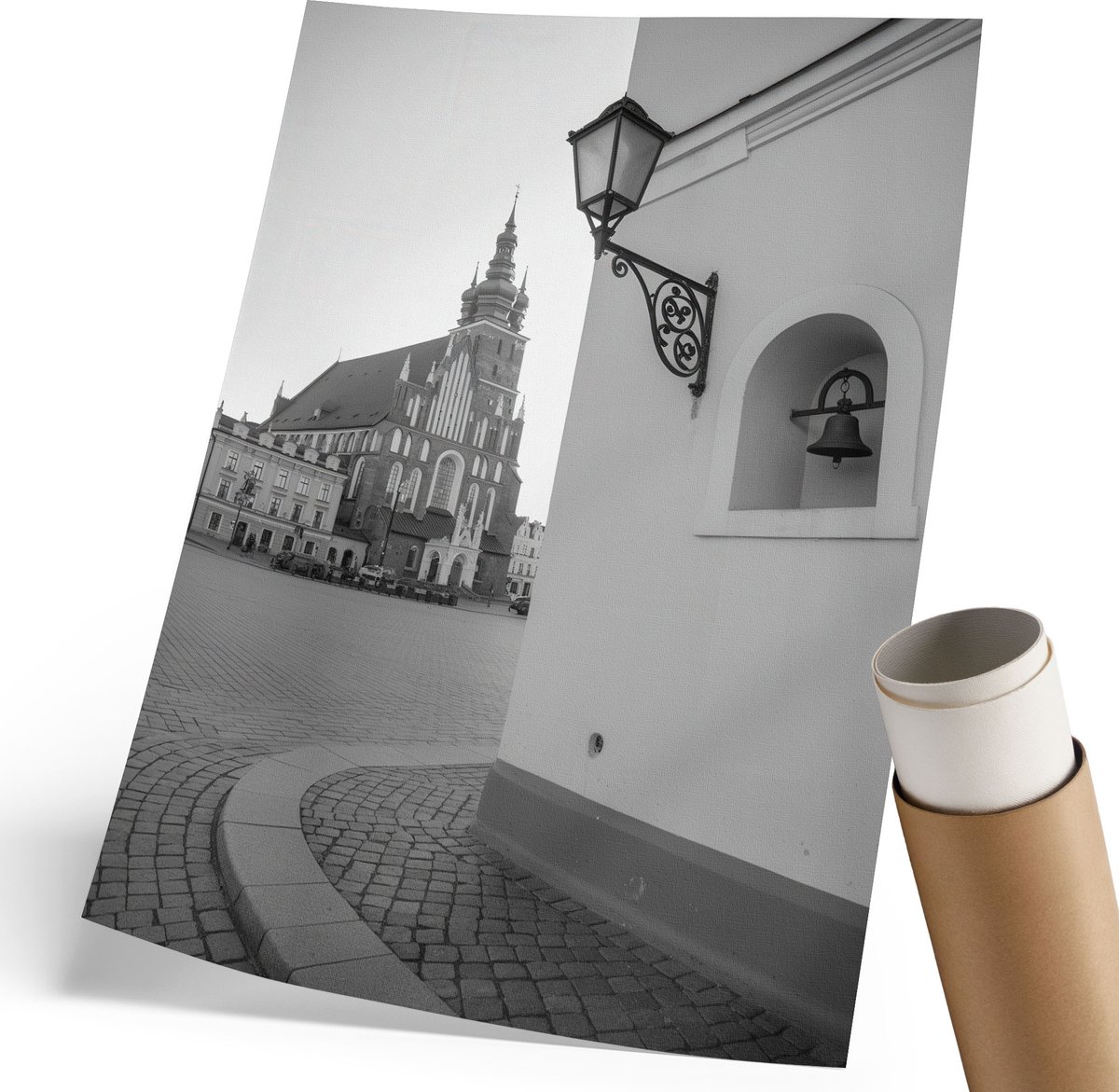 Coloray Polycanvas Wandposter - Klassieke Architectuur, Fotografie - 210 x 297 mm - Zwart-wit Kunst - Rechthoek - Wandkunstwerk - Woonkamer, Slaapkamer, Kantoor - Klassiek