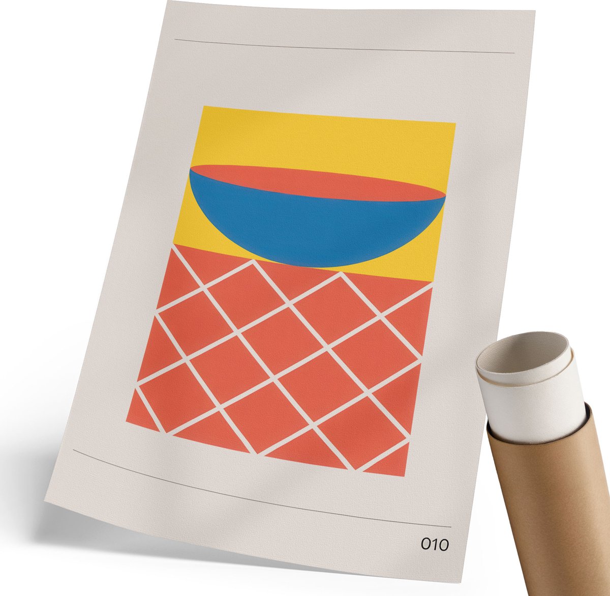 Coloray Canvas Poster Polycanvas - Geometrische Vorm, Illustratie - 210 x 297 mm - Geel Patroon - Rechthoek - Wandkunst - Woonkamer, Slaapkamer, Kantoor - Modern