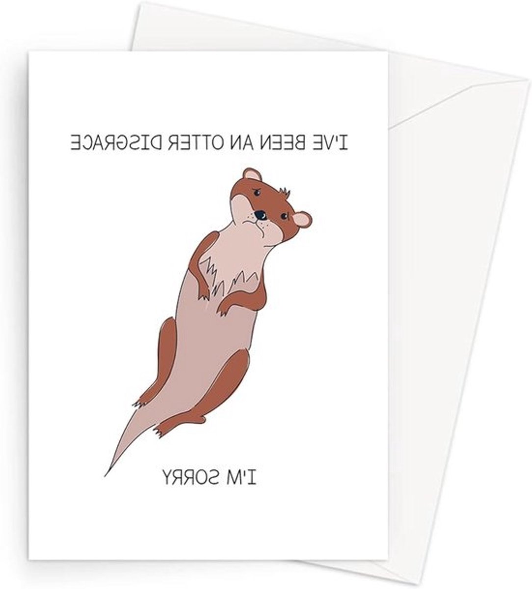 Wenskaart Otter - Sorry kaart - Excuses aanbieden - Grappige woordspeling - 5x7 inch - Meerkleurig