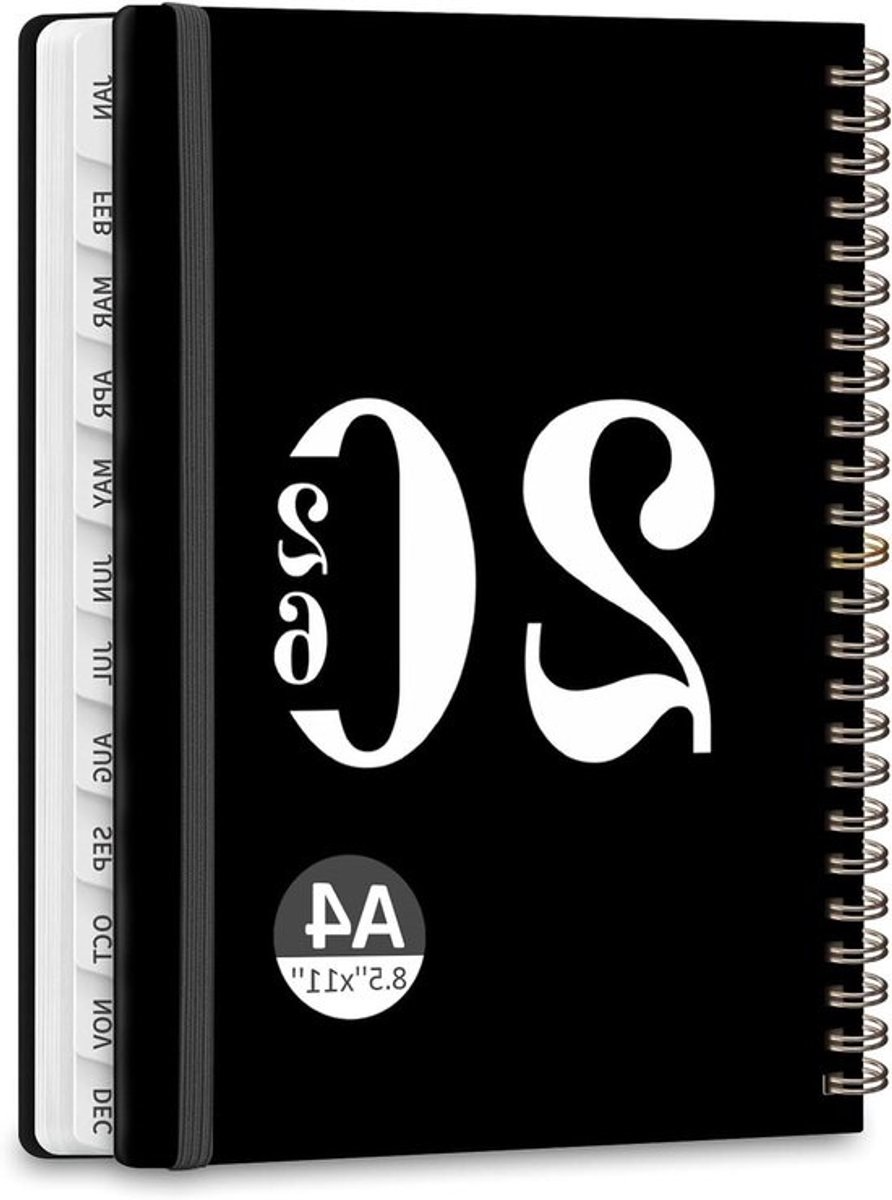 Planner 2026 - Agenda Boek - Dagelijkse Planning - Harde Kaft - Letterformaat - Zwart