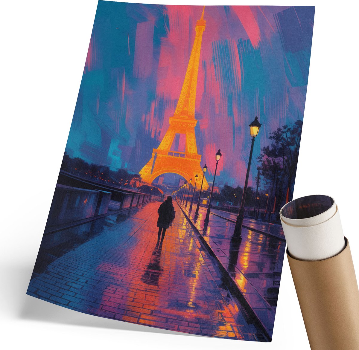 Coloray Polycanvas Wandposter - Berg-Oase, Groente - 420 x 594 mm - Zwart Illustratie - Rechthoek - Decoratieve poster - Woonkamer - Modern
