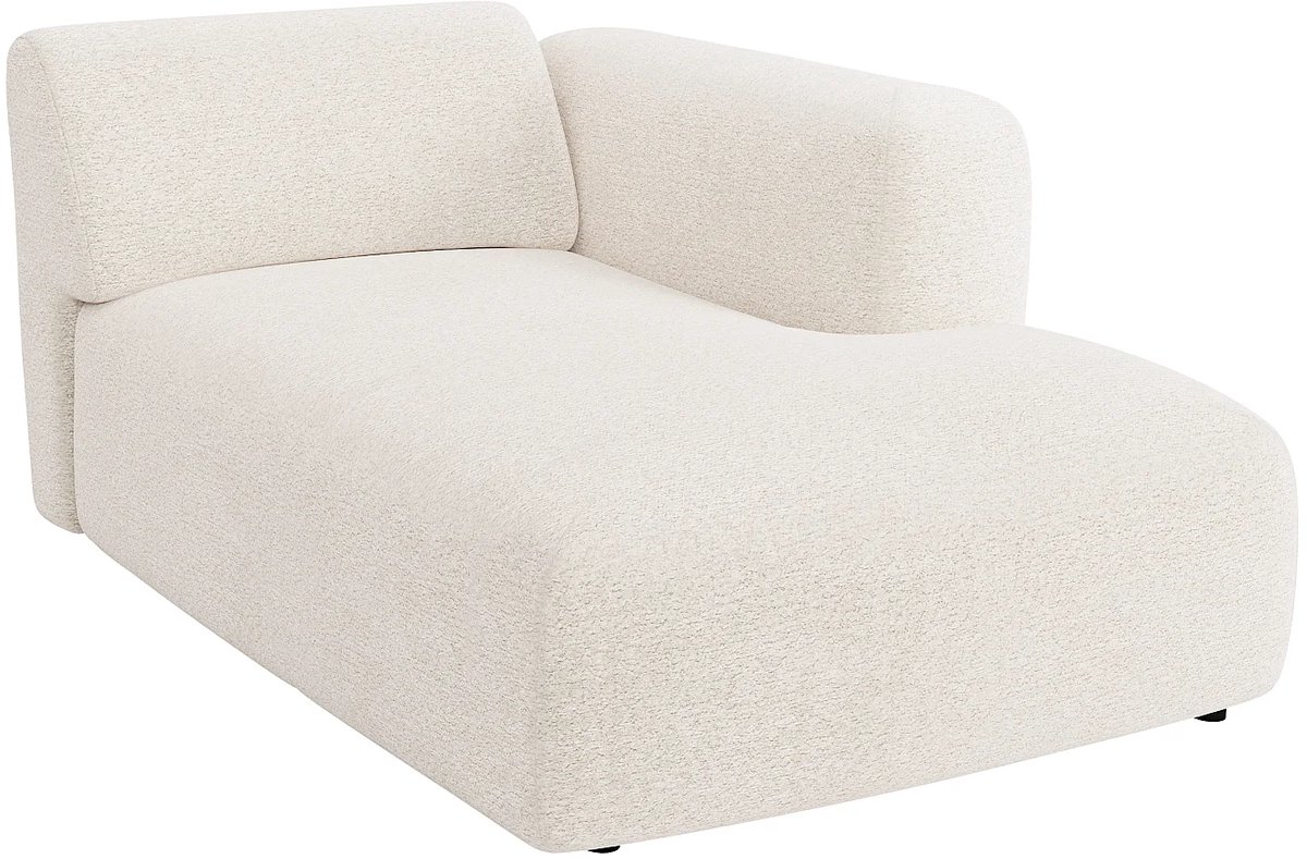 Vente-unique Chaise longue rechts module met armleuning in witte boucléstof van Maison Céphy POGNI