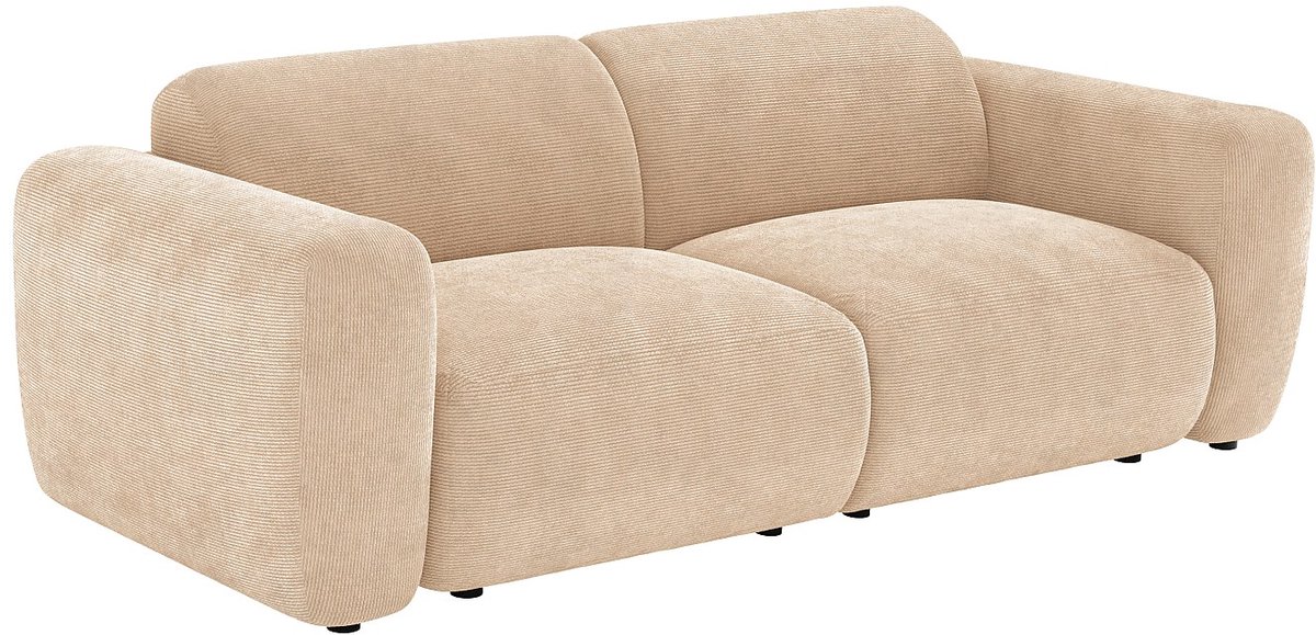 Vente-unique Modulaire driezitsbank in beige fijn ribfluweel van Maison Céphy POGNI