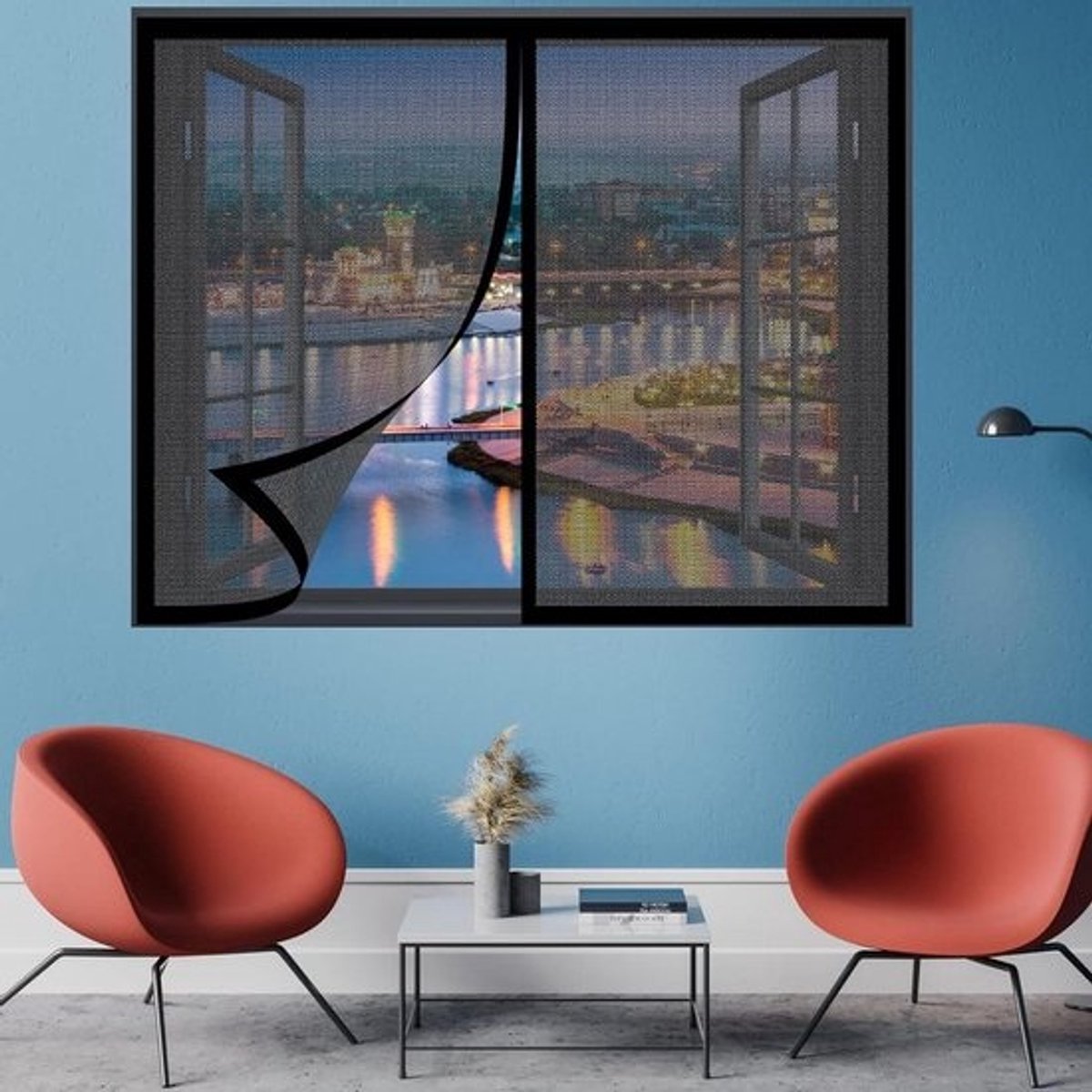 Insectengaas Raam - Vliegengordijn Raam Hor - Insecten Buiten Houden - Automatisch Sluitend - 120 x 170 cm - Zwart