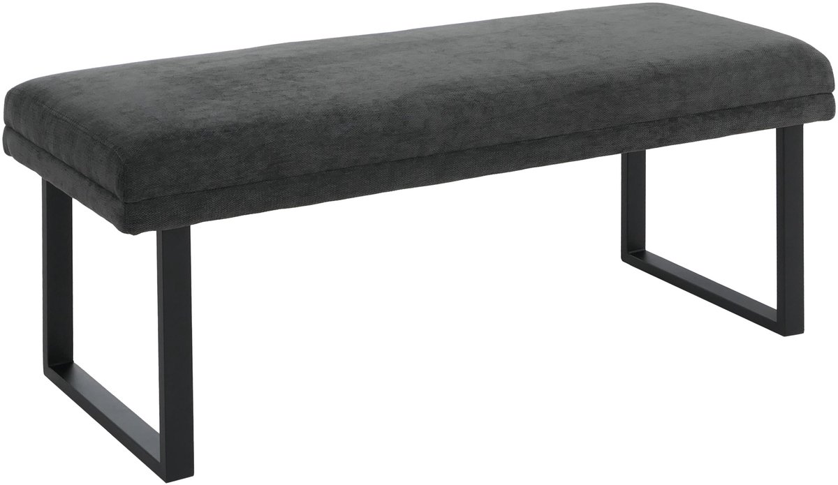 Zitbank MCW-O81, gestoffeerde bank, garderobebank, eetkamerbank, metaal, stof, Oeko-Tex, chenille (310 g/m²), 120 cm ~ donkergrijs