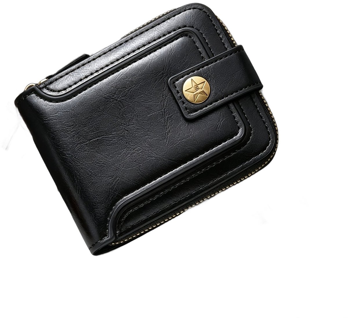 Currero Portomonee - Portemonnee Dames & Heren - RFID Anti Skim - Pasjeshouder - Klein Model - Met Rits - Kunstleer - Zwart