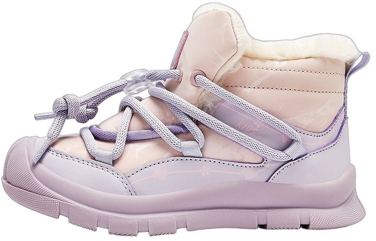 Currero Snowboots Jongens Sneeuwlaarzen Kinderen Winterlaarzen Jongens Gevoerde Winterschoenen Waterdicht Antislip Zool Warm Gevoerd Kinderlaarzen Lichtpaars