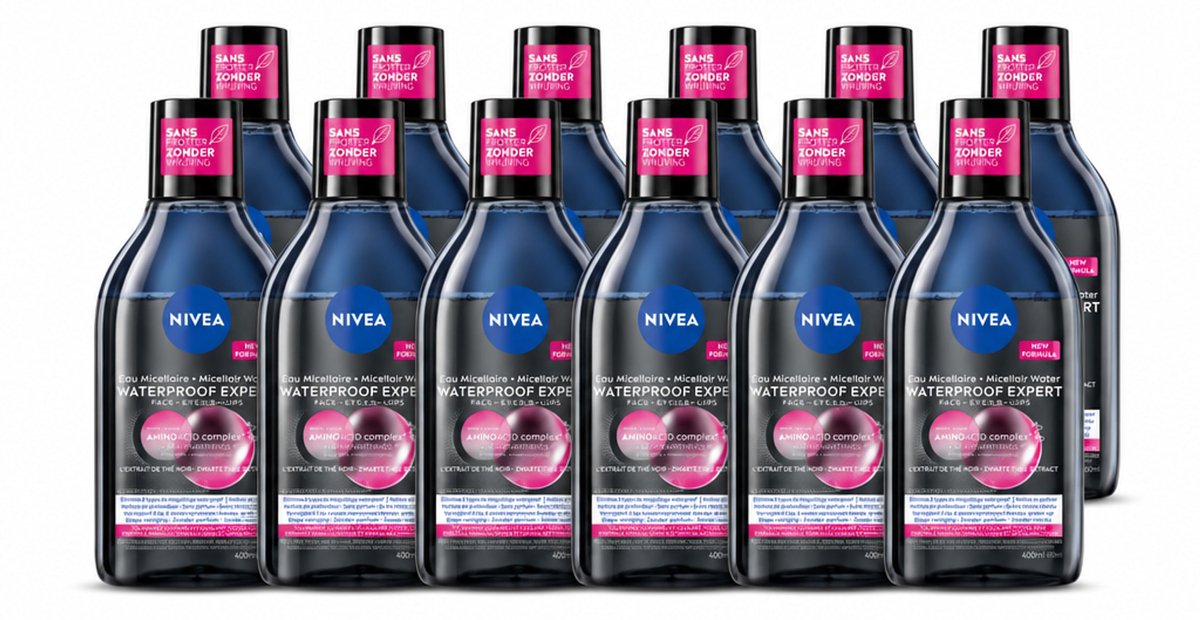 12 x NIVEA – Micellair Reinigingswater – Waterproof Expert – 400 ml - Voordeelverpakking - 12 stuks