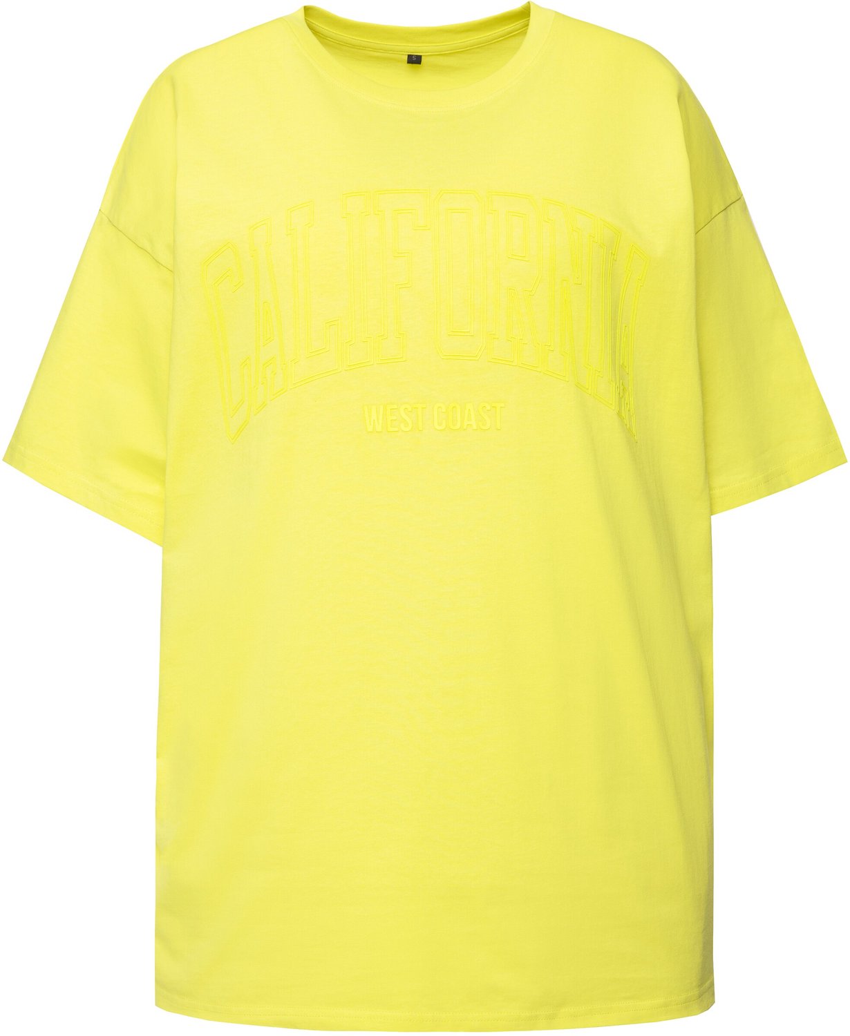 Studio Untold - Dames - T-shirt ronde hals 3D California-statement unisex - Limoen - Maat L