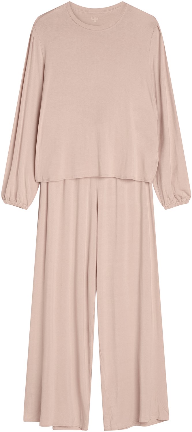 ESOTIQ Carmona - Damespyjamaset - Zandbeige - Lange mouwen Lichtbeige