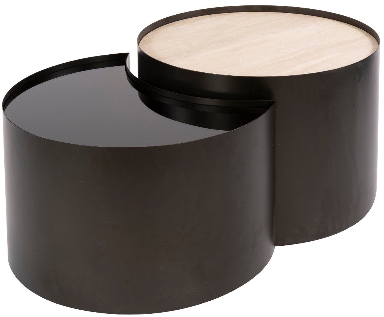Fraaai Garth salontafel half moon set van 2 - 3D keramiek travertin Beige