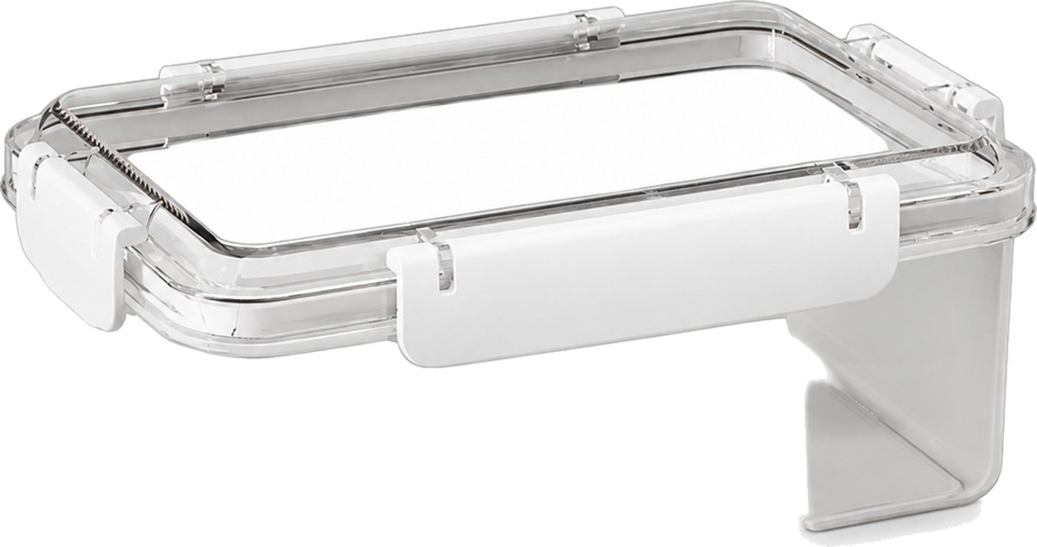 Broodtrommel 1500 ml transparante PP bewaardoos met ivoorwit deksel en clips rondom