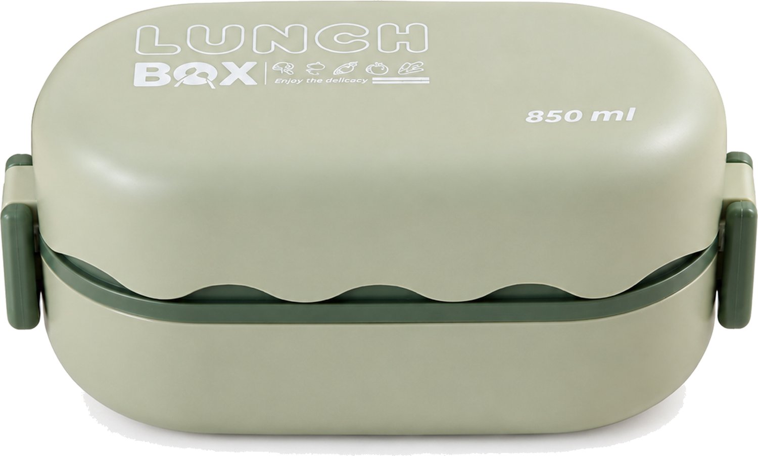 Broodtrommel 850 ml met deksel en clipsluiting aan beide zijden, groen