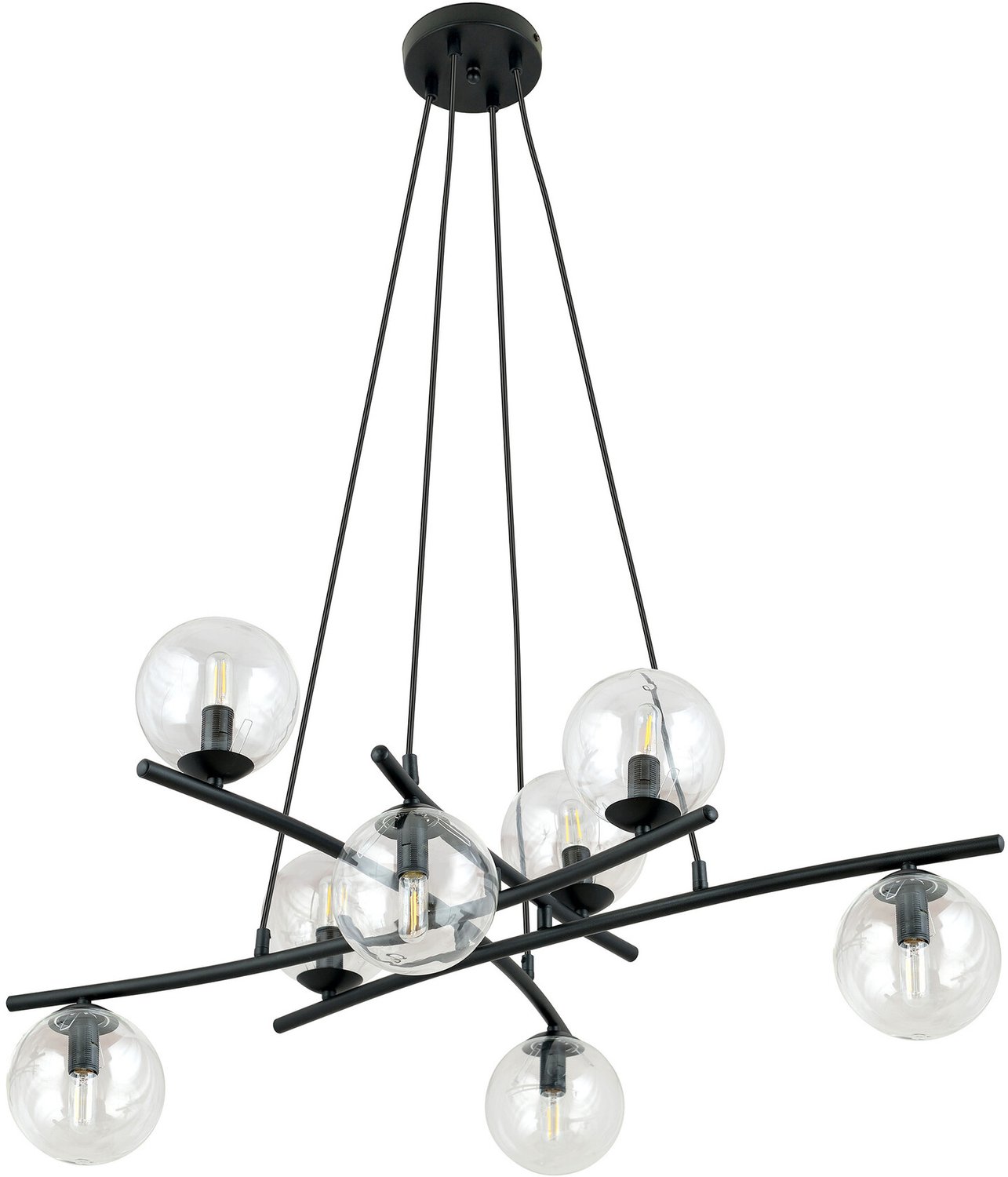 Emibig Heel grote design zwarte hanglamp met 8 doorzichtige glazen bollen E14 - Perfect voor een stijlvolle ambiance