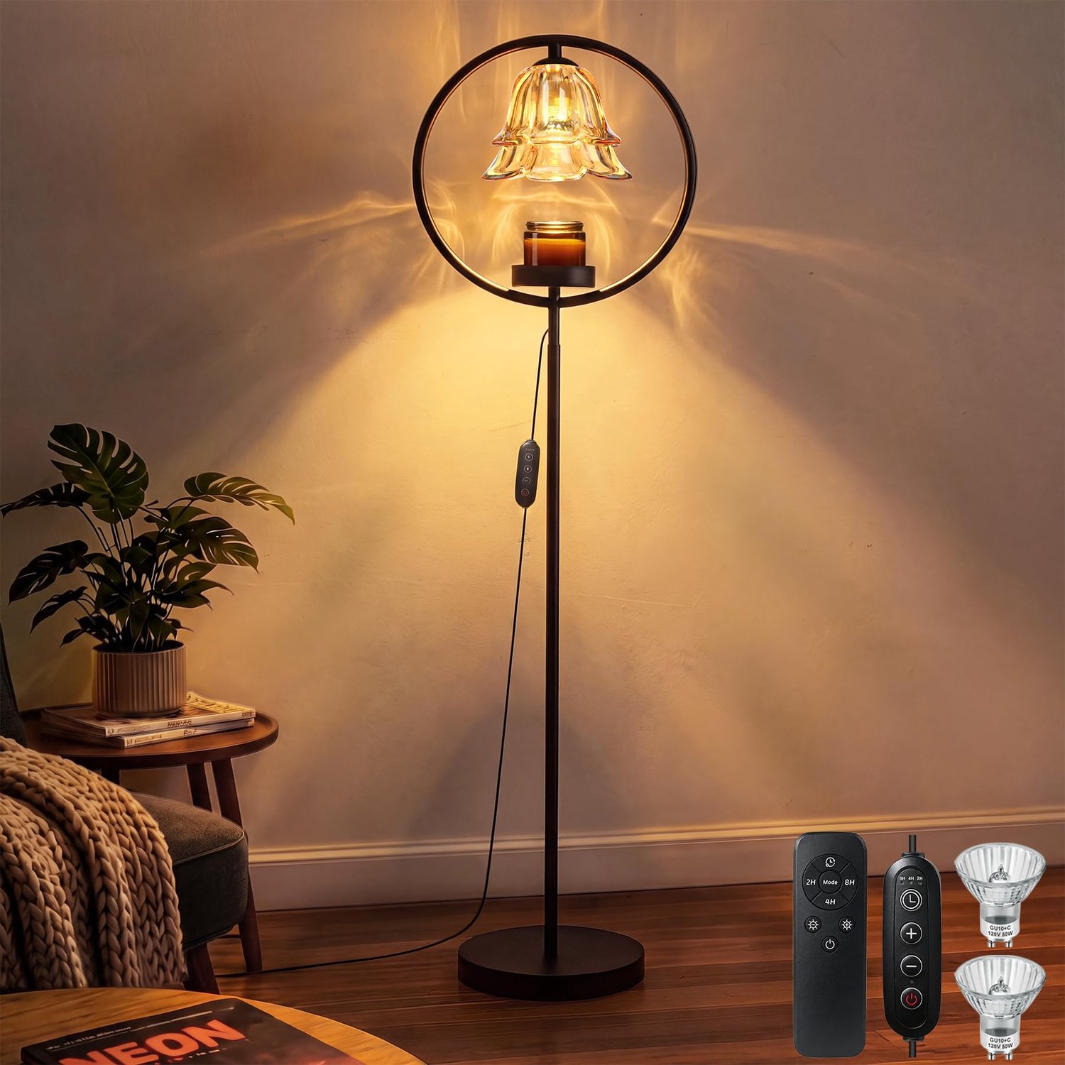 SnelShoppen - Kaars Warmer Lamp met Timer en Dimmer, Elektrische Wax Melt Branders voor Jar Kaarsen, Verjaardagscadeaus voor Vrouwen en Moeders, Vloer
