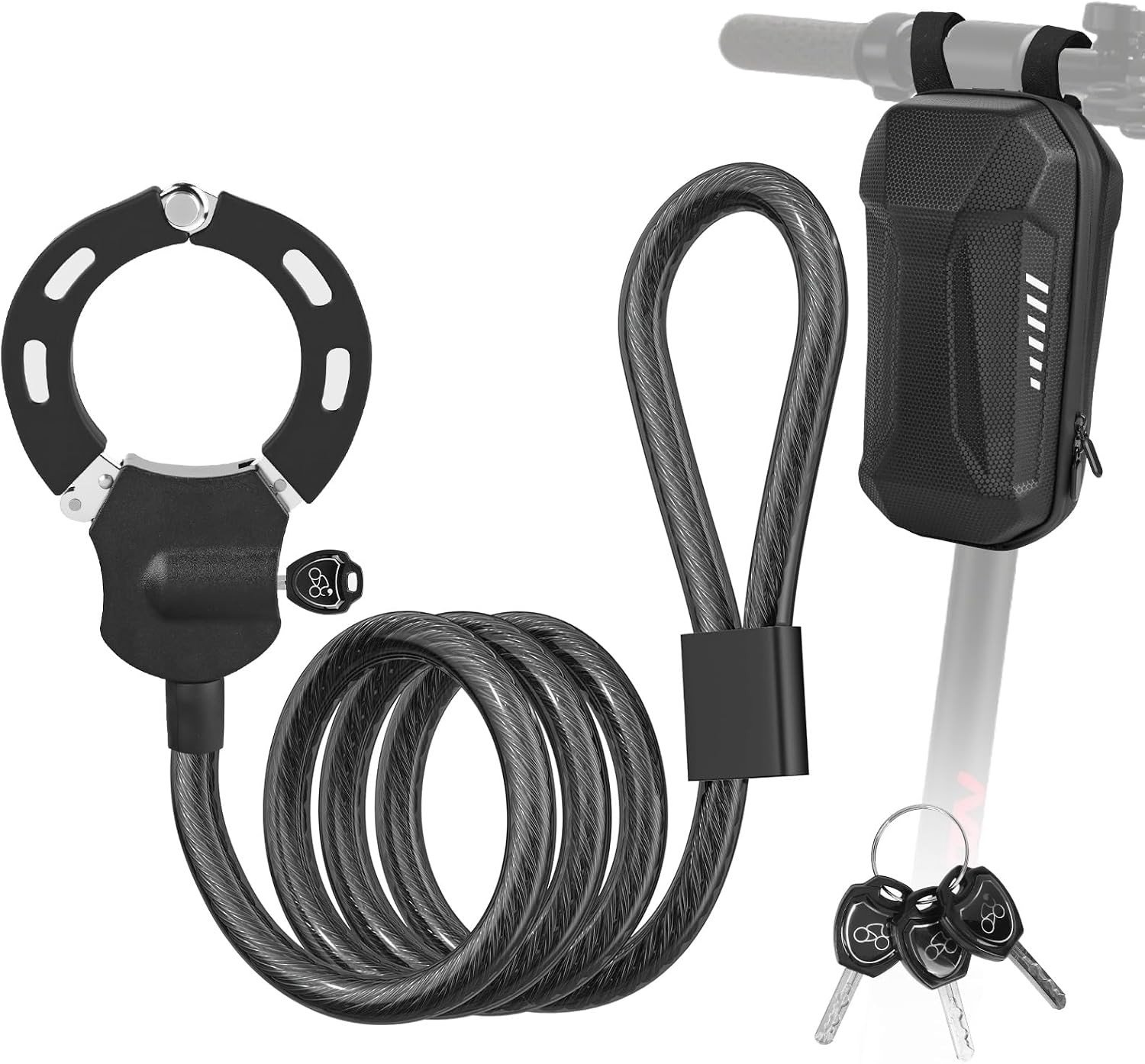 E-Scooter Slot met Silicium Krassenbescherming en Anti-Diefstal Beveiliging voor Scooter, Fiets en Kinderwagen met Sleutel en Opbergtas