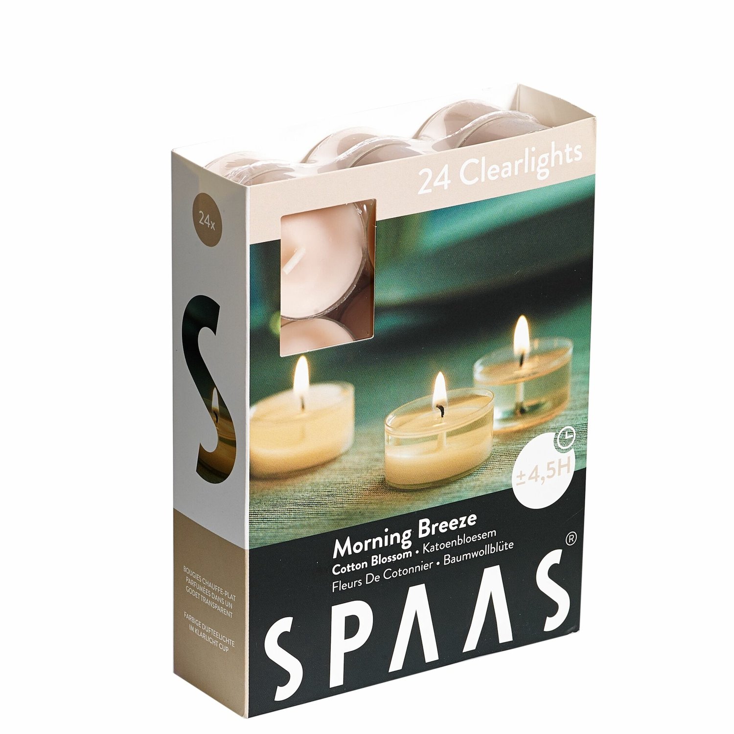 SPAAS Geurende Clearlights Theelichten Kaarsen - Morning Breeze - circa 4,5u - 72 stuks Lichtroze