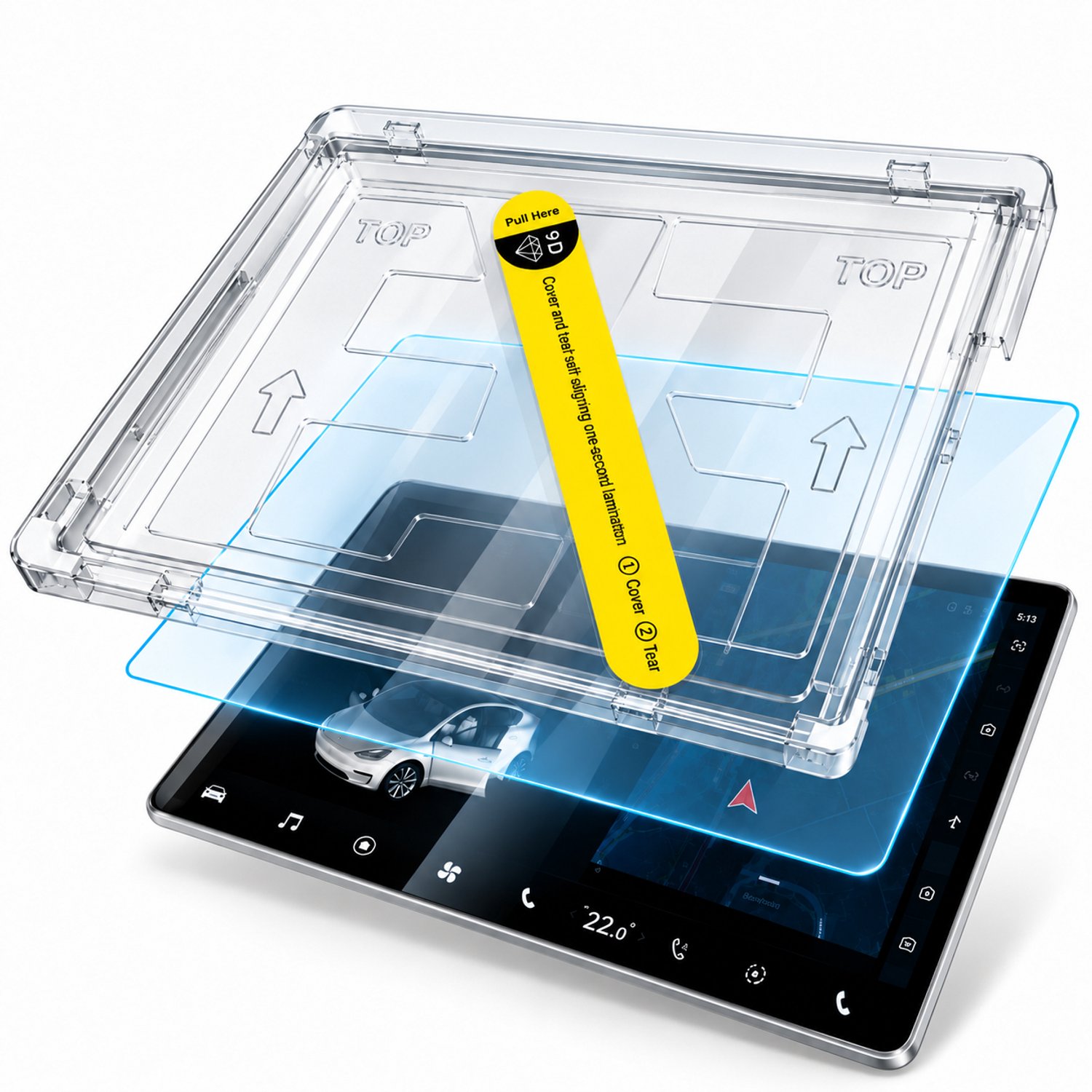 Wieport screenprotector met applicator voor voorkant - Geschikt voor Model 3 Highland / Model Y Juniper (2024+)