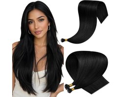 Hetto extension nanoring 50cm 50g - echt haar zwart - klitvrij - veilig voor dun haar - Vemera