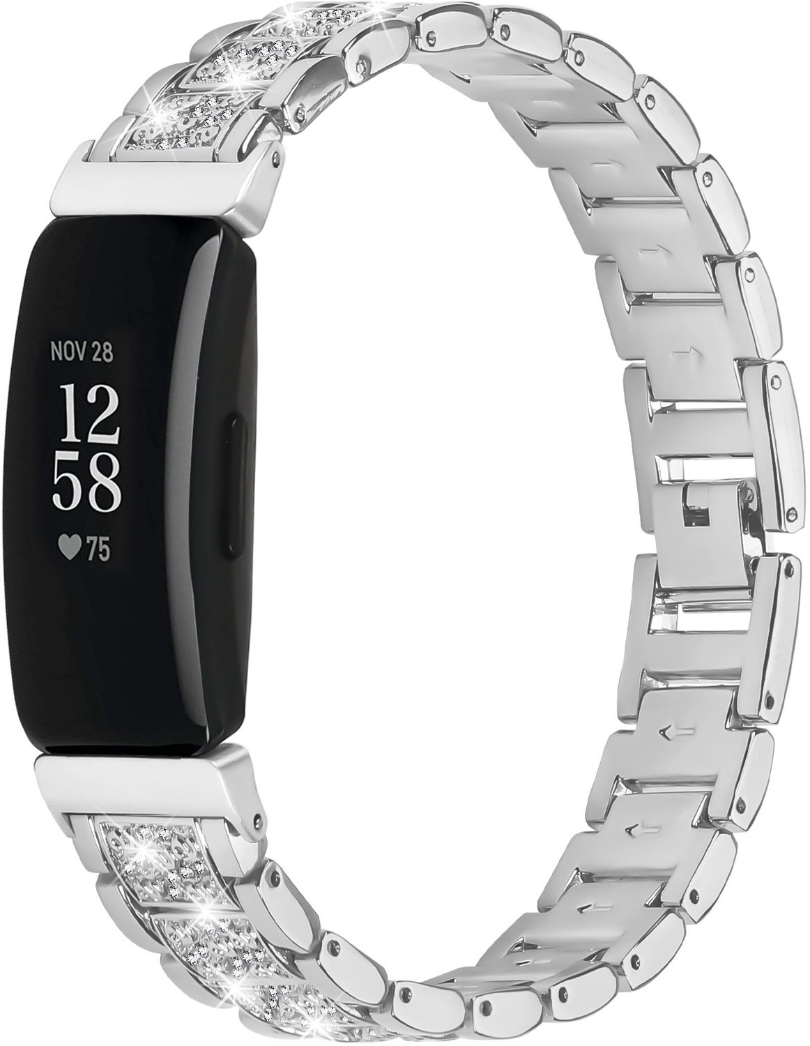 Elegante Diamanten Roestvrijstalen Band Compatibel met Fitbit Inspire 1/2/HR
