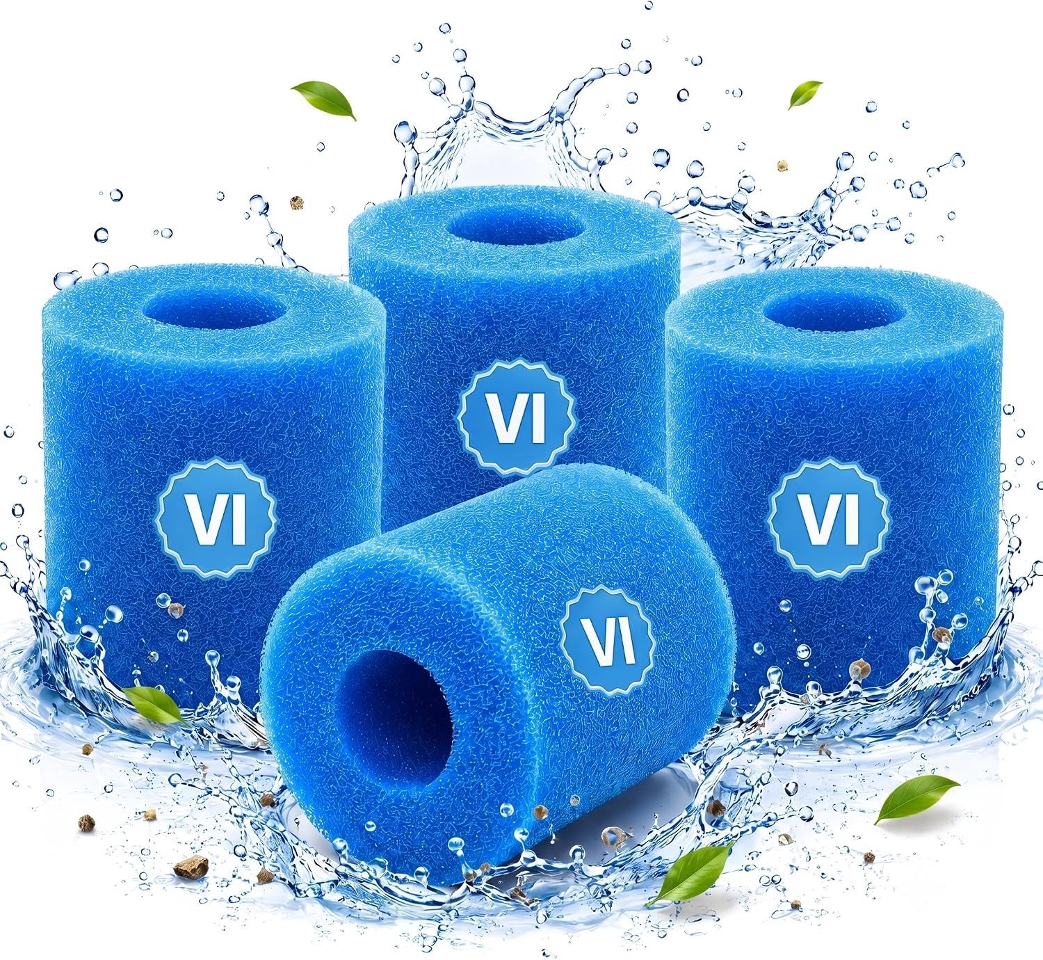 Set van 4 Wasbare en Herbruikbare Spa Filterpatronen voor Hot Tub, Zwembad en Pomp - Type VI, 10.7 x 8 cm, Hoogwaardige Filtratie en Duurzaam Gebruik