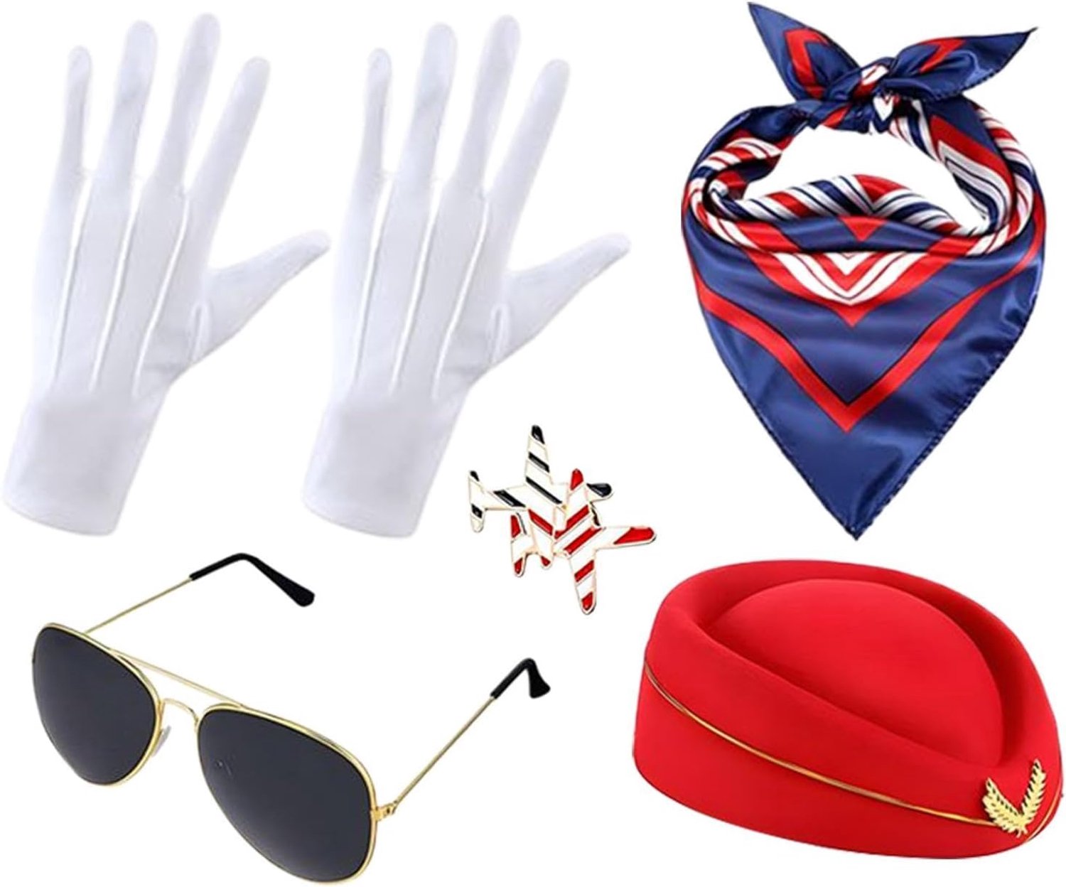 5-delige leuke cabinebemanning outfit - begeleider kostuum foto rekwisieten set, lichtgewicht draagbaar aankleedontwerp, creatieve rollenspelkit | voor feest, vakantie, verjaardag, nieuwjaar
