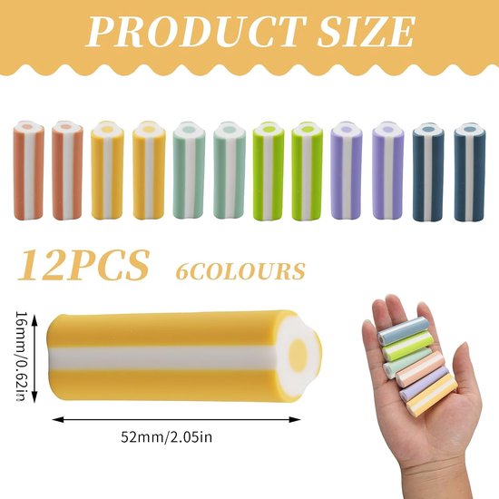 Gummen, driehoekige plastic gummetjes met ergonomische gum pen voor scholen, schetsen, kantoor en tekens — afbeelding 4