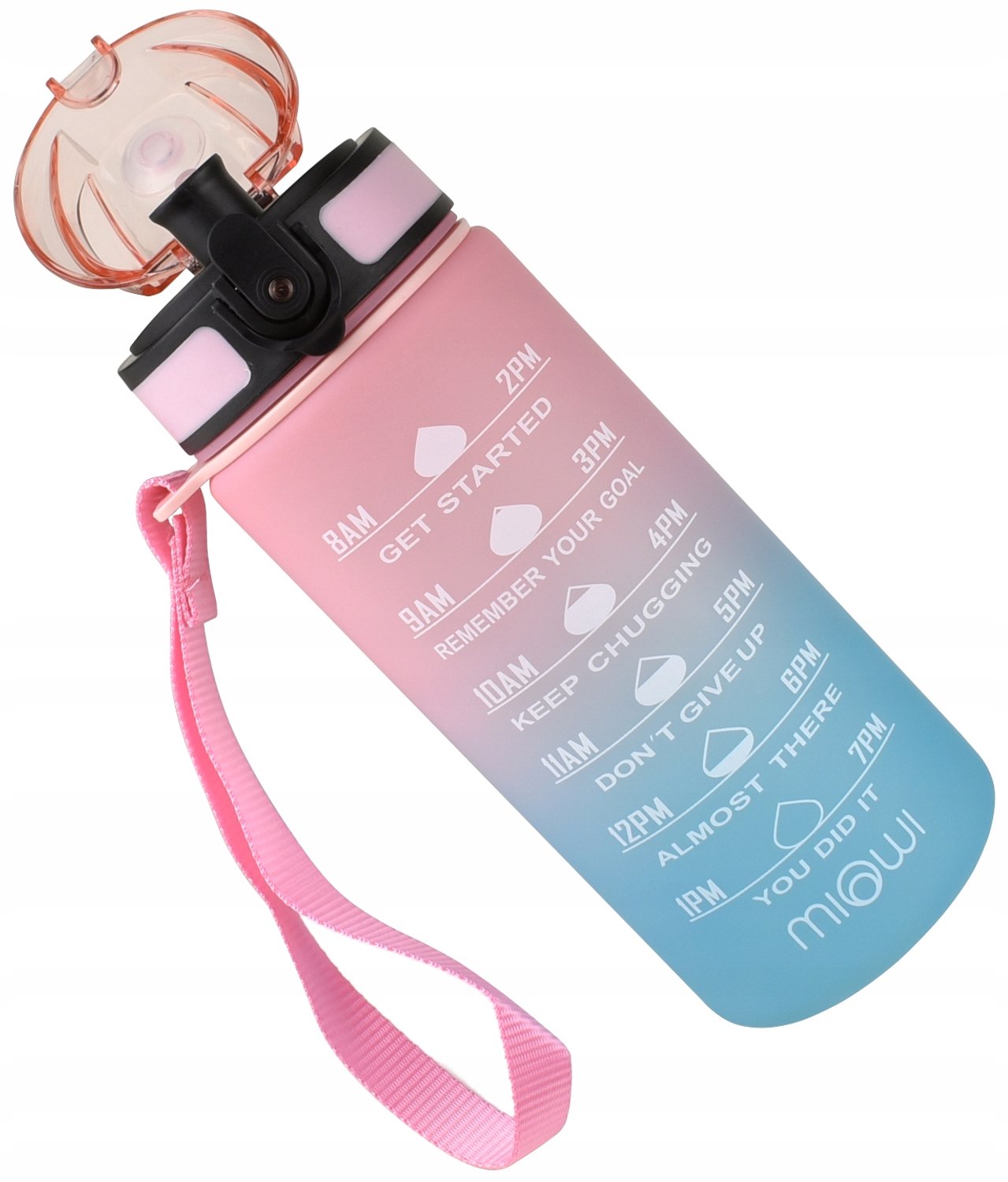 Miowi Motivatie Drinkfles 600ml - Roze Blauw, BPA-vrij