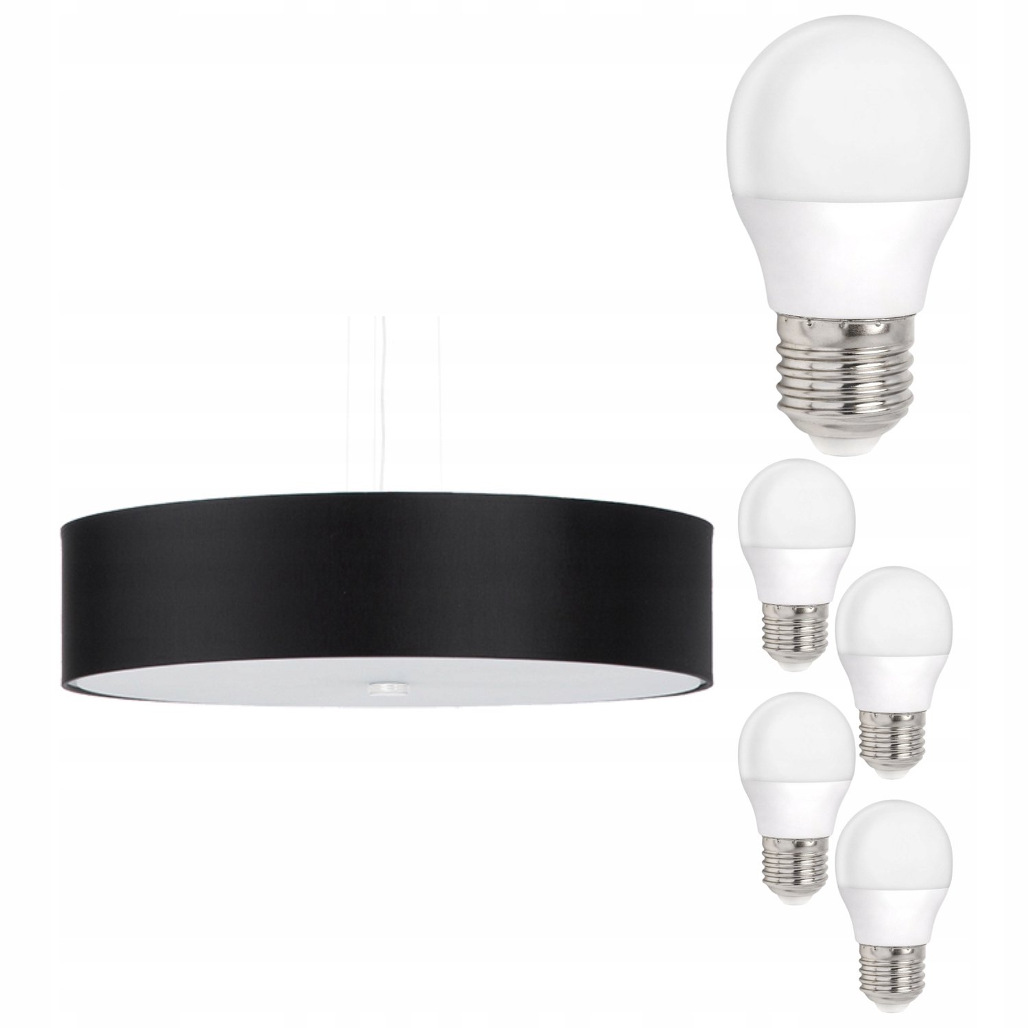 BASCIO Zwarte Hanglamp Cilinder 5xE27 Salon 50cm
