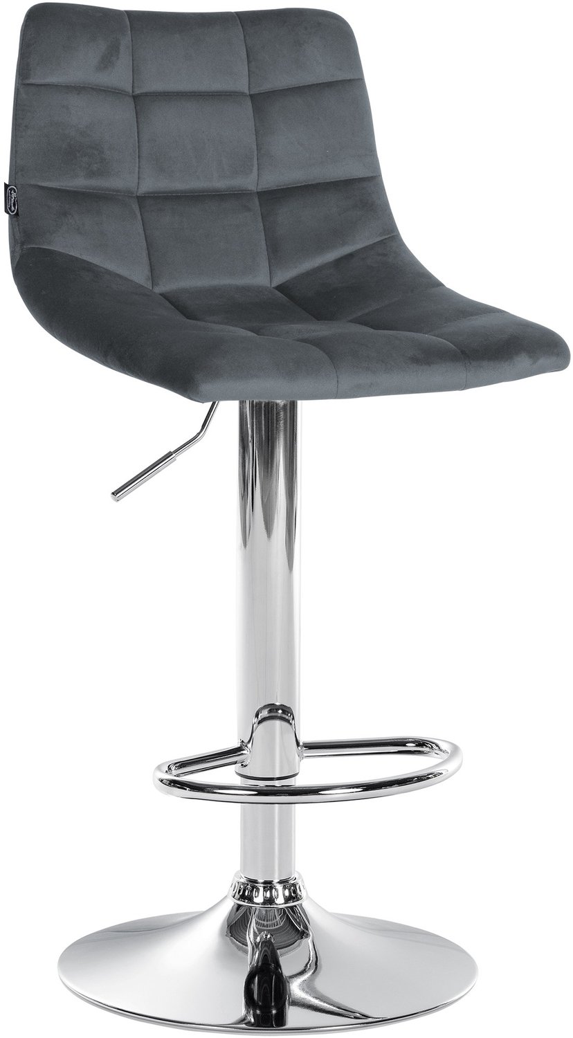 Luxe Comfort Barkruk - Fluweel - Donkergrijs chroom/donkergrijs