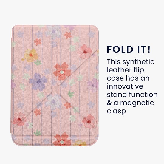 kwmobile e-reader hoesje geschikt voor Kobo Clara BW / Colour hoes - Ereader flip case met standaard - E reader cover van kunstleer - In mat mintgroen / vintage roze / violet lila — afbeelding 5