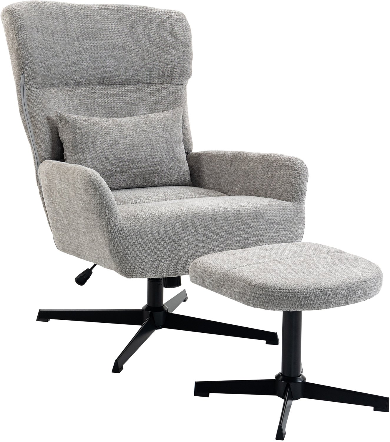 Homcom Accent Chair with Ottoman-Polyester-71 x 88 x 98-104 cm-Grau Grijs