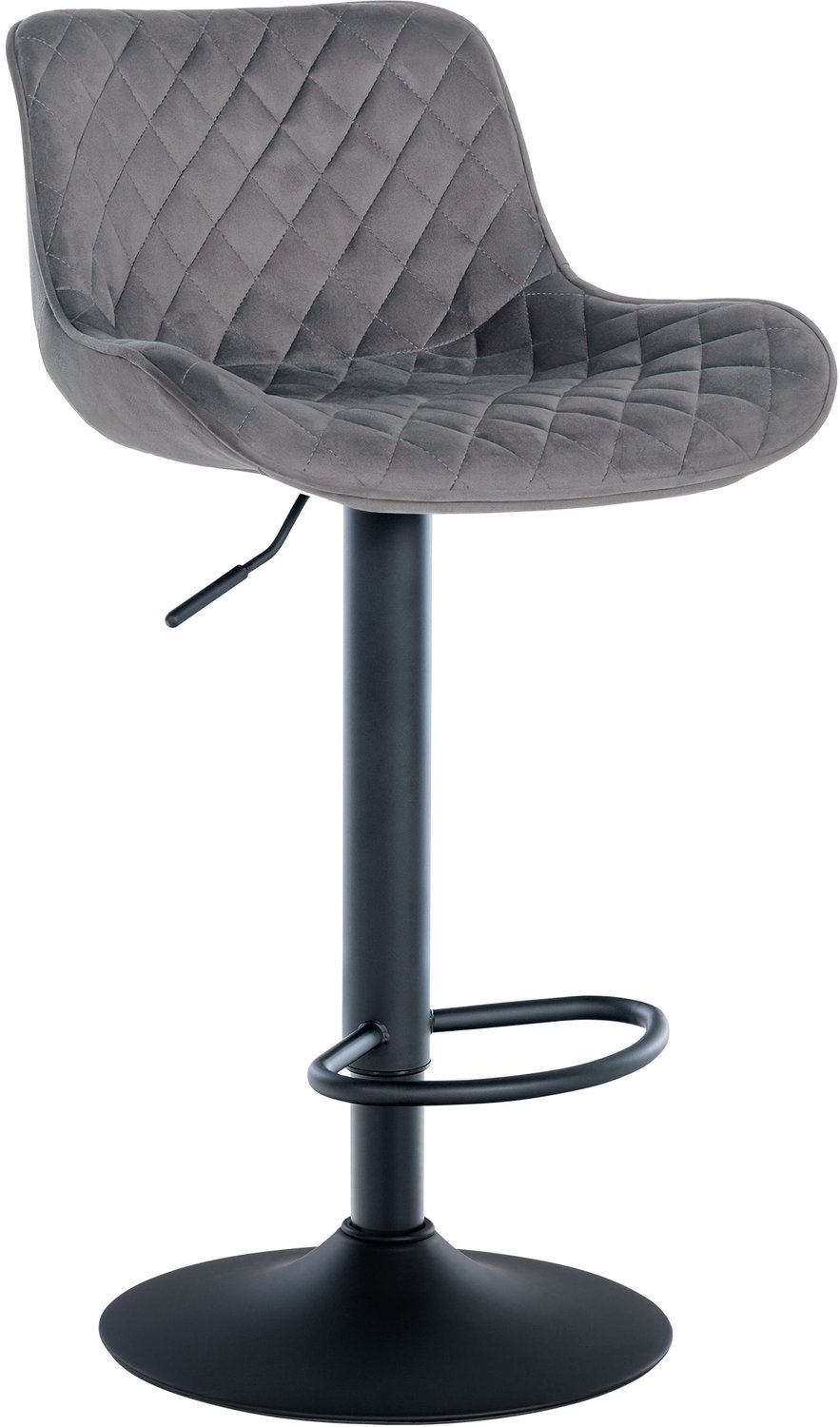 Luxe Comfort Barkruk - Verstelbaar - Fluweel - Donkergrijs zwart/donkergrijs
