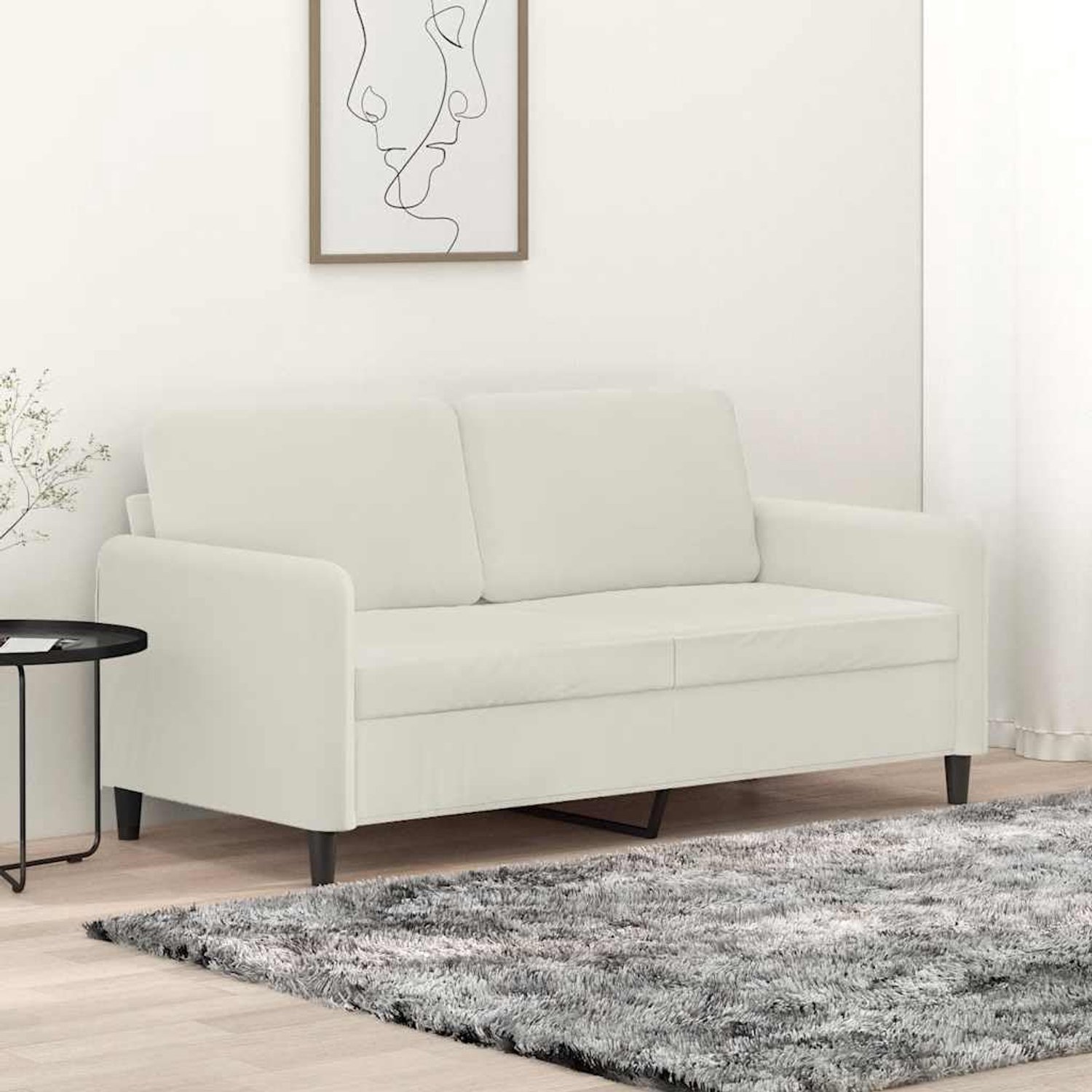 2-zitsbank, crème, 140 cm, fluwelen stof met metalen frame, comfortabel gestoffeerde meubels voor woonkamer, zachte velours bekleding en stabiel design