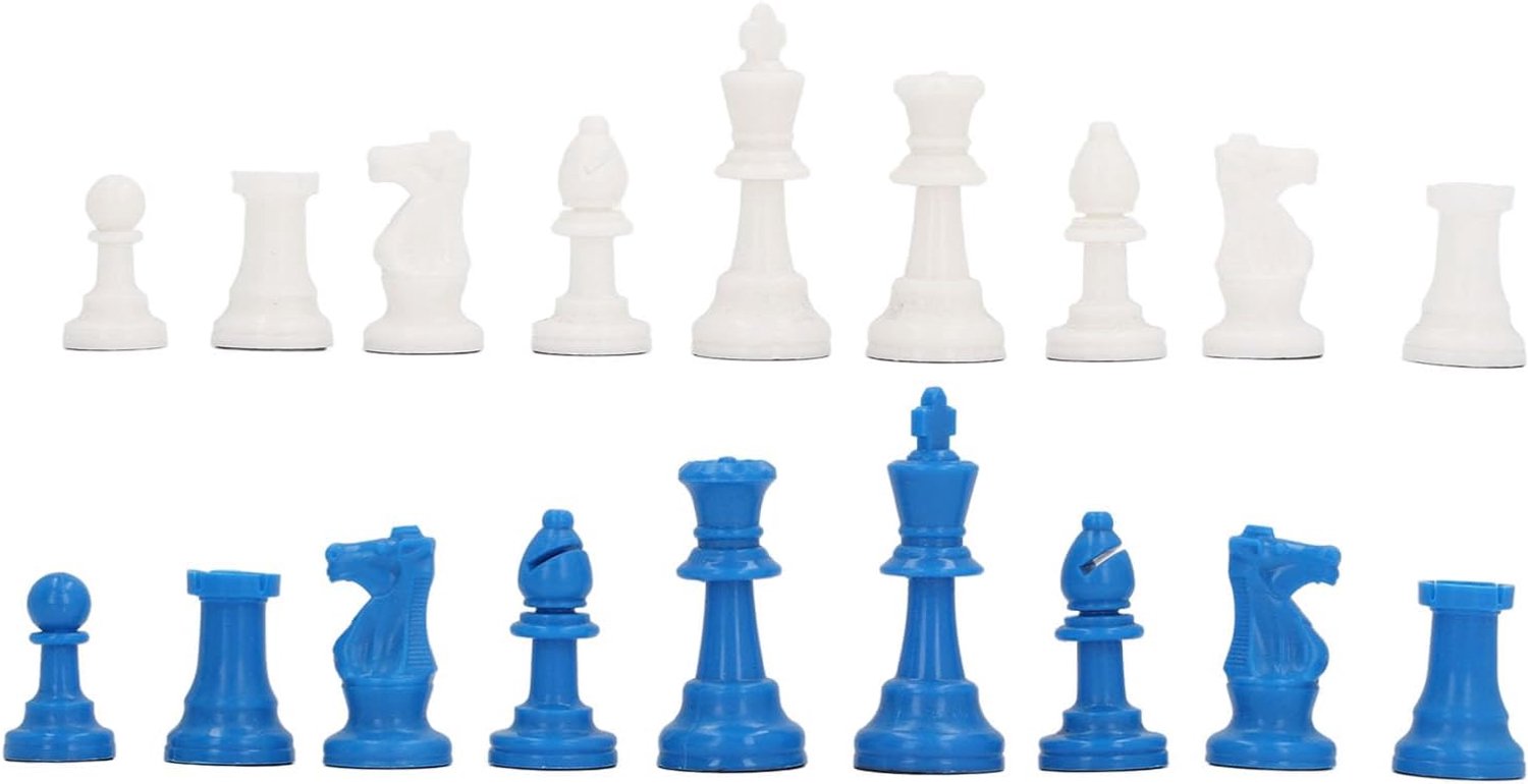 Schaakstukkenset 32PCS Duurzaam, Verzwaard met Prachtig Ontwerp voor Alle Leeftijden Blauw Wit Plastic voor op Reis