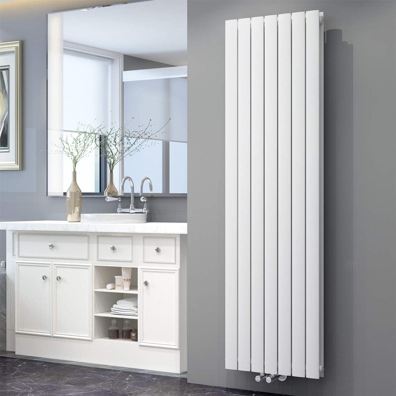 Design platte radiator wit antraciet badkamerradiator paneelverwarming eenlaags/dubbellaags verticale radiator 1800x539mm Doppellagig wit