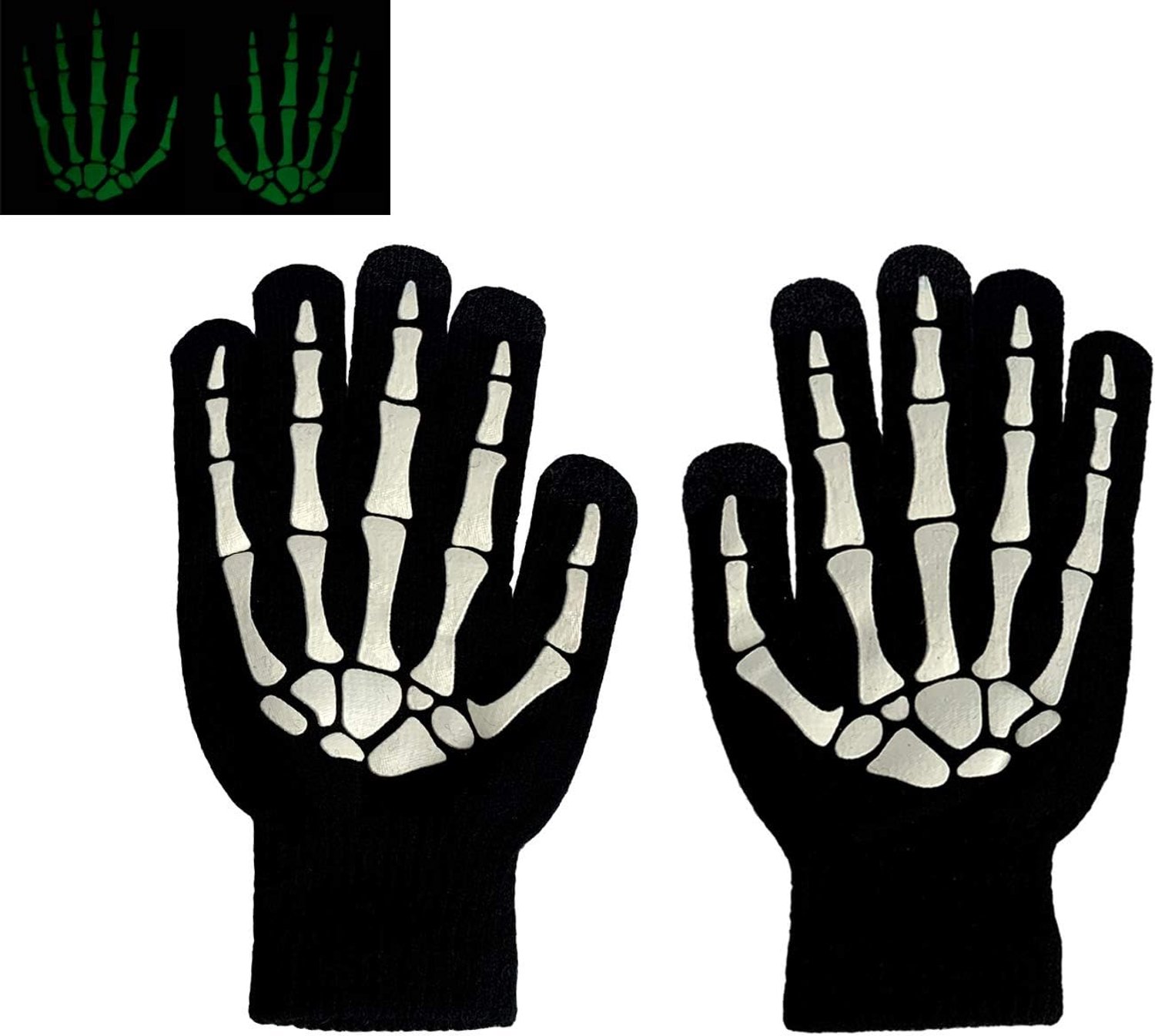 Kinderen skelet bot handschoenen gloeien in de donkere volledige vinger handschoenen voor Halloween