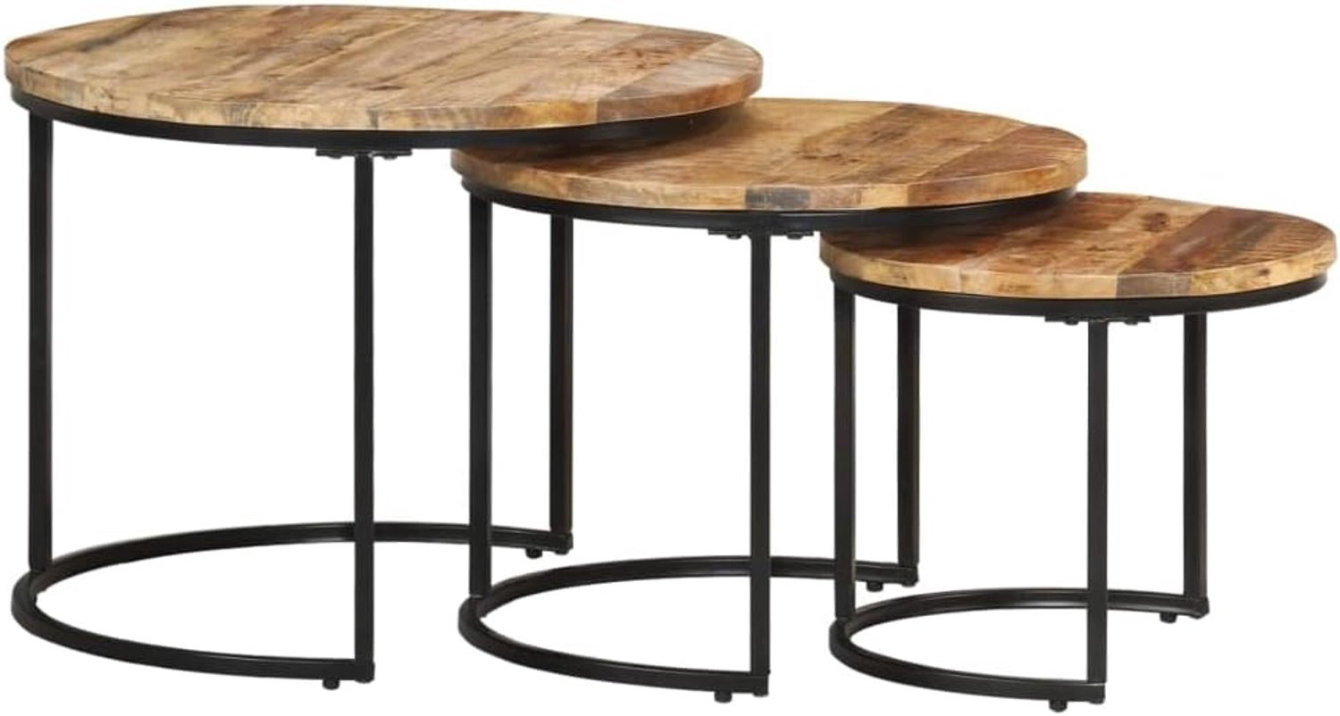Bijzettafel, bijzettafel, woonkamer, slaapkamer, studeerkamer, 3 stuks mangohout