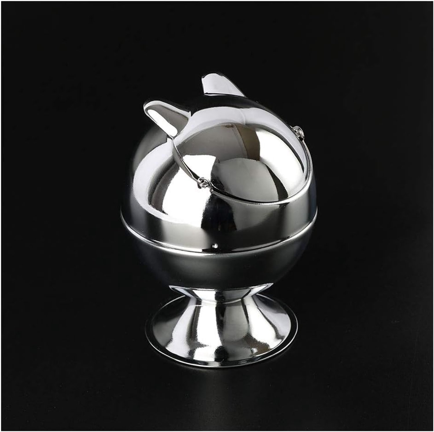 Asbak Metal Silver Outdoor Bar winddicht Asbak met deksel Cute ronde vorm Roken Asbak (Color : Silver, Size : S)