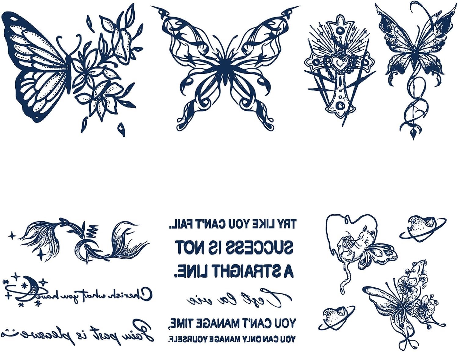 Tijdelijke Vlinder Tatoeages, Blauw Vlinders Tatoeages, voor Halloween, Cosplay, Feest, Pasen, muziekfestivals, Langdurig