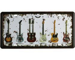 Rock guitar, musical instruments, vintage sign, metal board, poster, garage, pub bar boutique - ShopVlot