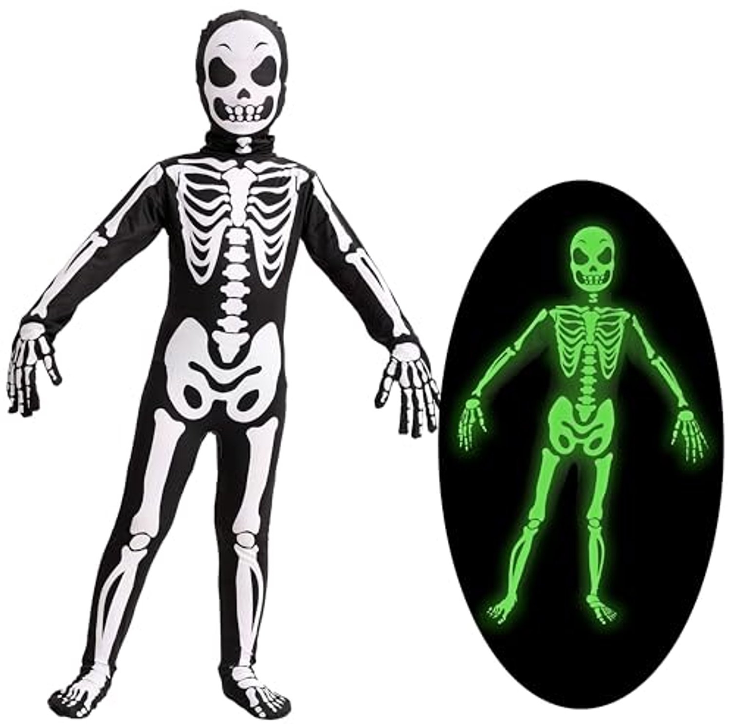JOYIN Kinder Lichtgevend in het Donker Skelet Second Skin - maat 104/110