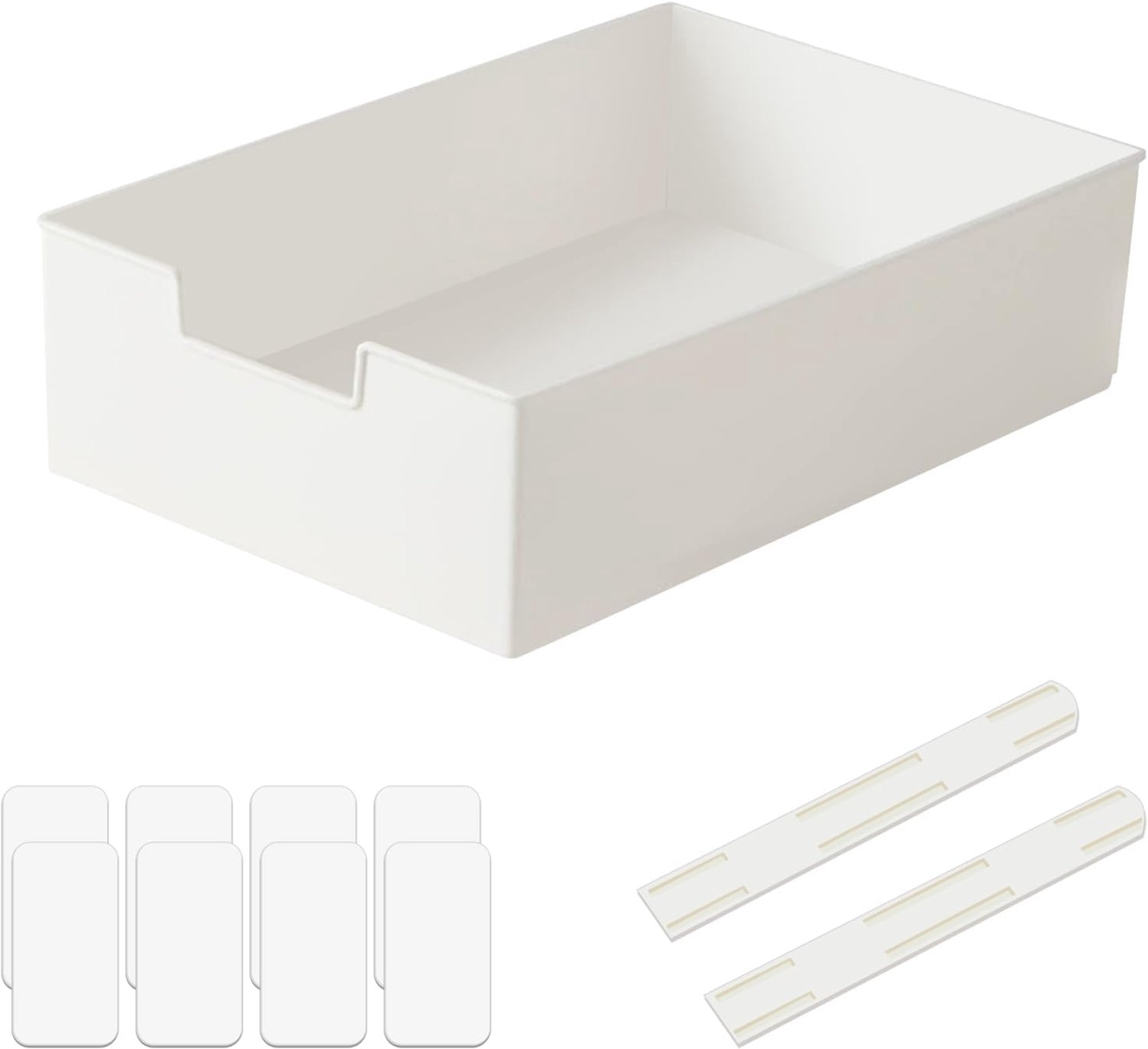 Kastorganizer, 31,5 x 21,5 x 9 cm, wit, telescopische lade met glijrail, uittrekbare opbergdoos, schuifmand, plastic uitschuifbare lade voor kledingkast, keuken, kast